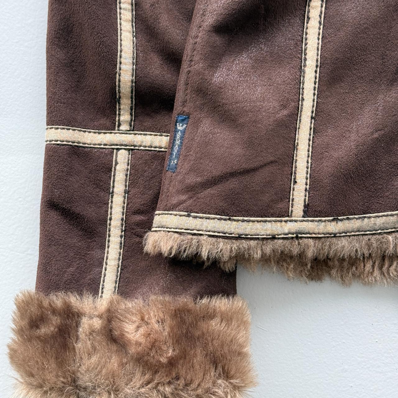 Brown Armani Jeans Vintage Y2K Faux Fur Jacket - Womens Medium Size 10