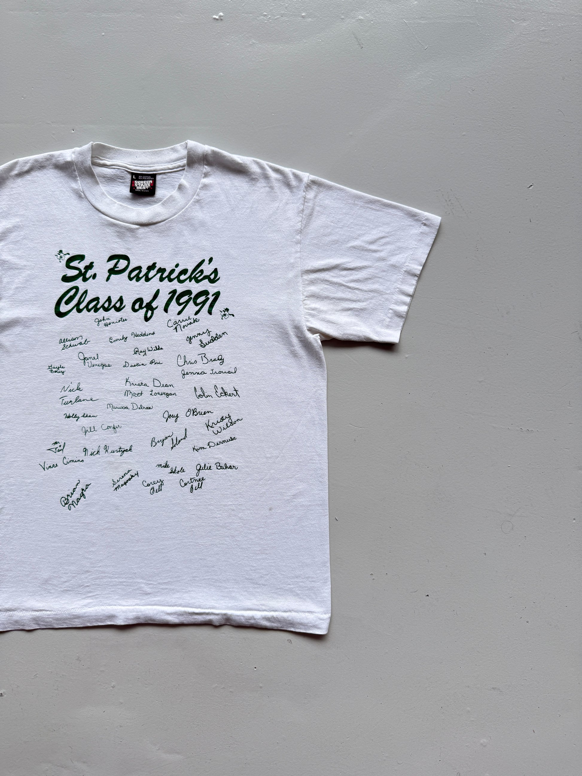 White Saint Patricks 90's Vintage Single Stitch Graphic T-Shirt - Small
