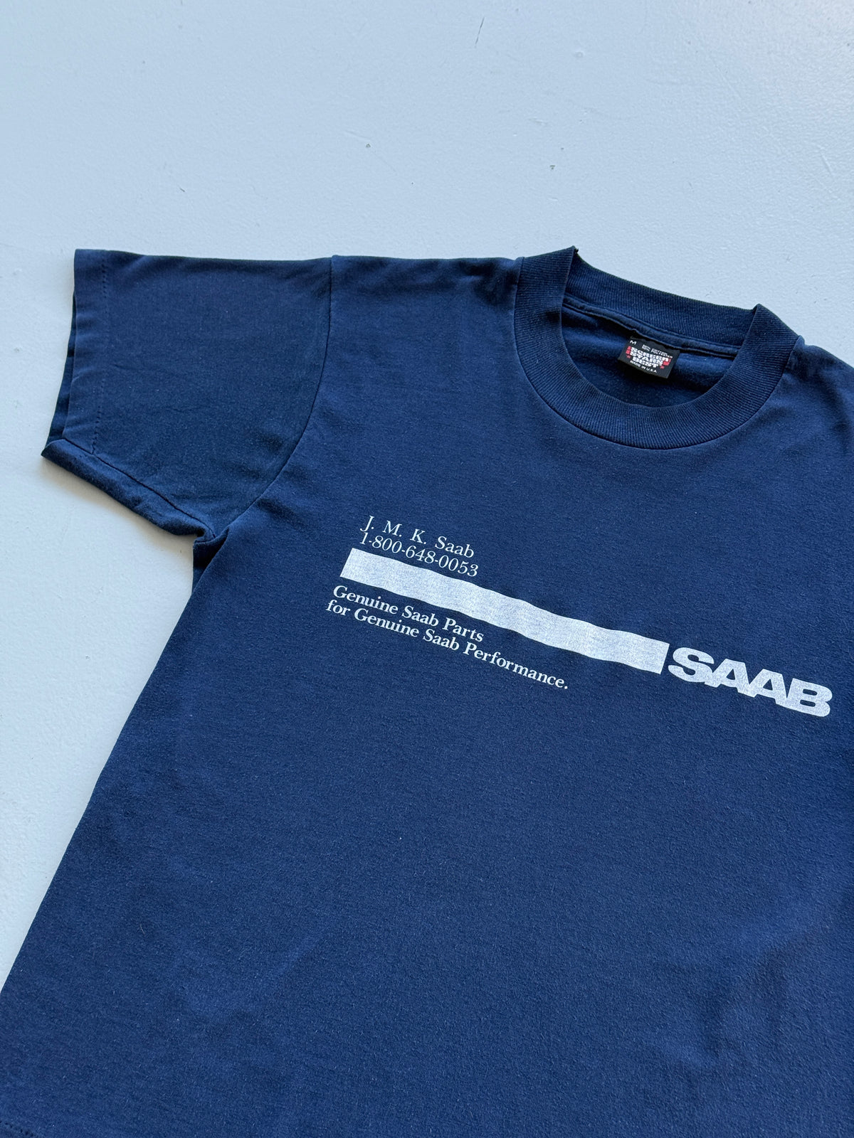 Navy SAAB Genuine Parts 80's Vintage Graphic T-Shirt - Small
