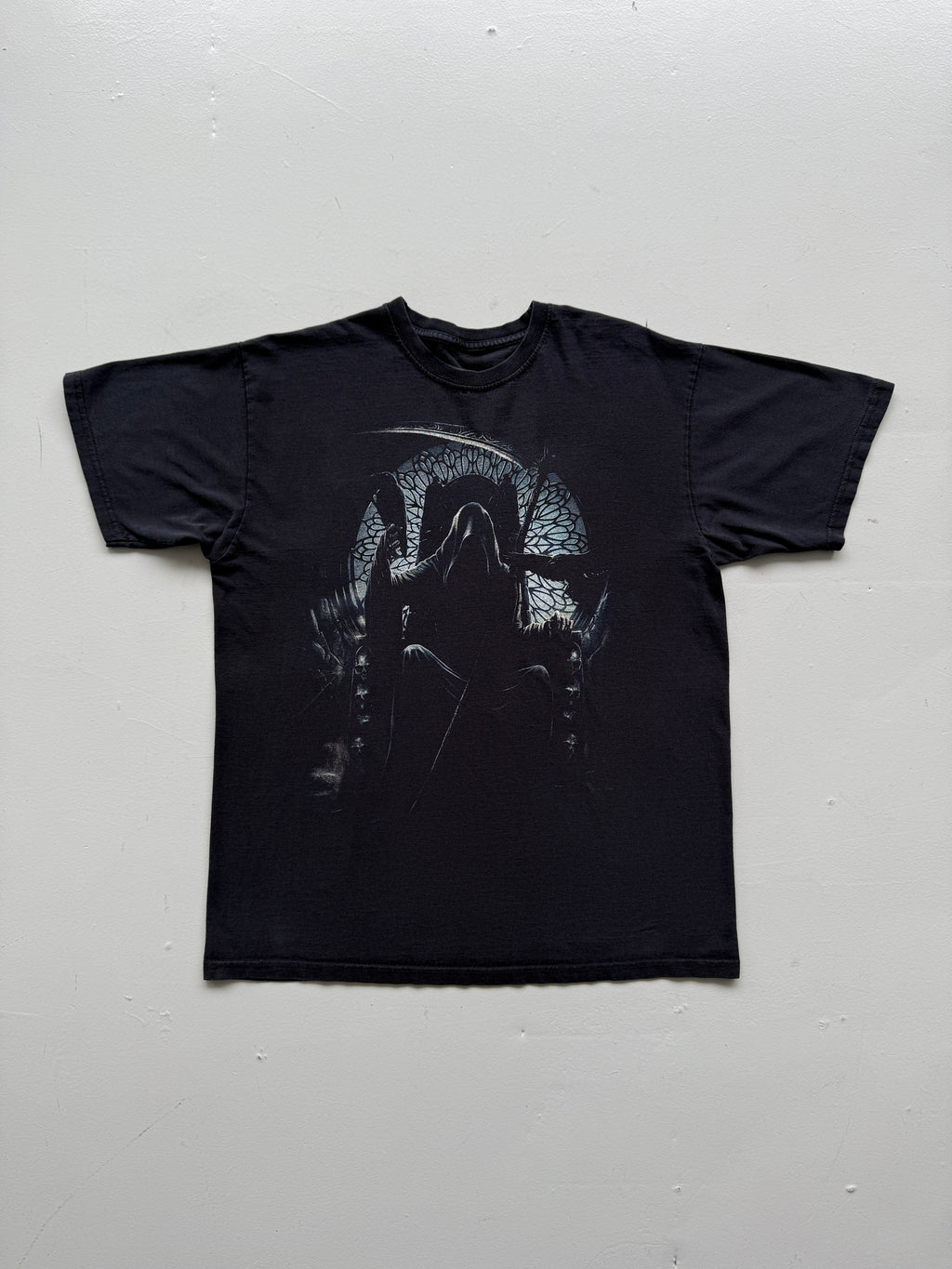 Black Grim Reaper 00's Vintage Graphic Metal T-Shirt - Medium