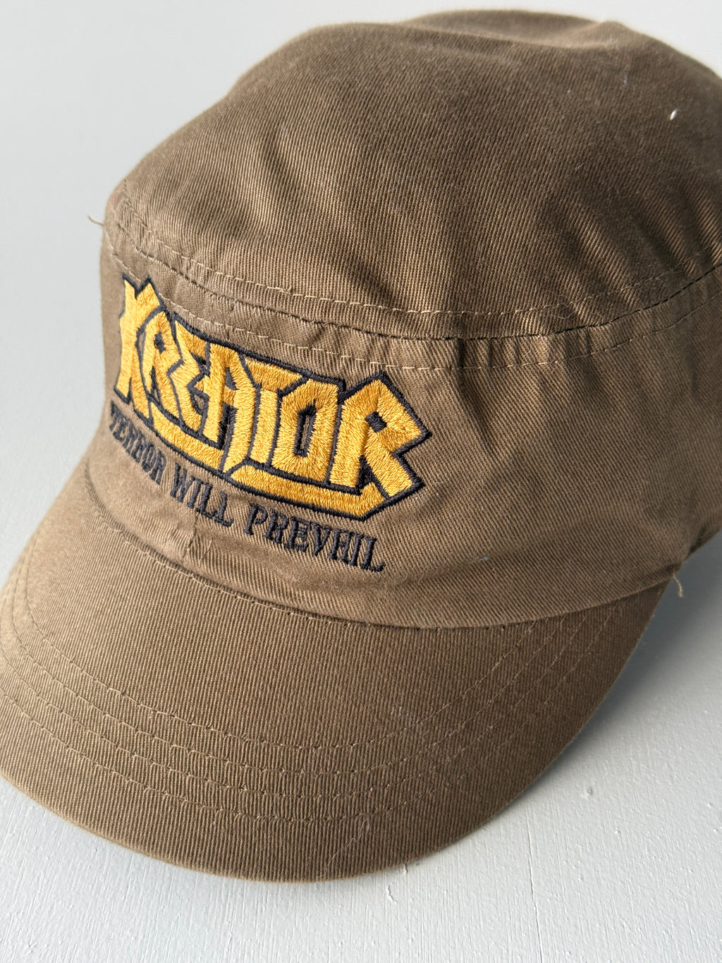 Brown Metal Band Kreator Y2K Cadet Cap Military Style 00's Grunge Aesthetic