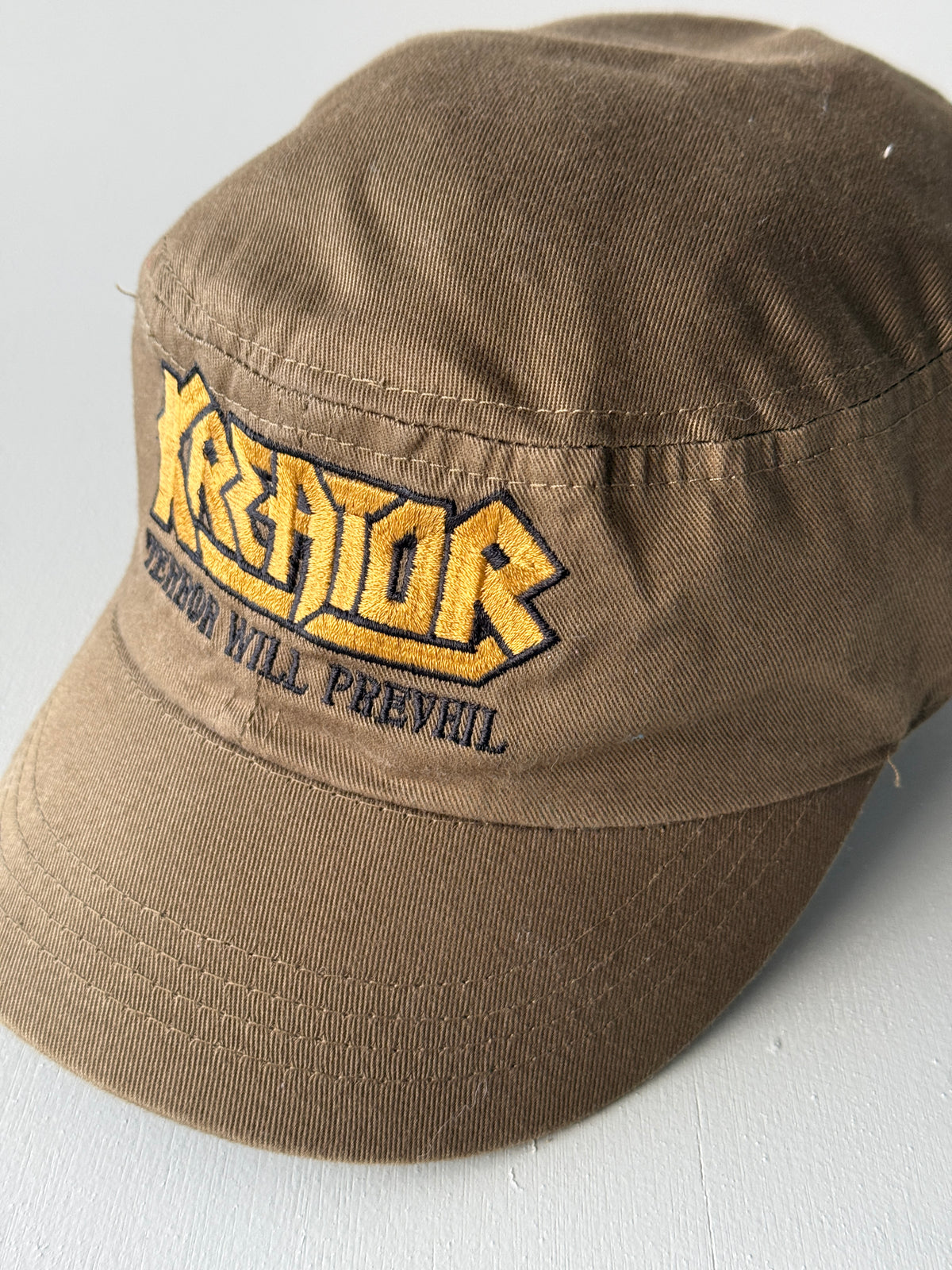 Brown Metal Band Kreator Y2K Cadet Cap Military Style 00's Grunge Aesthetic