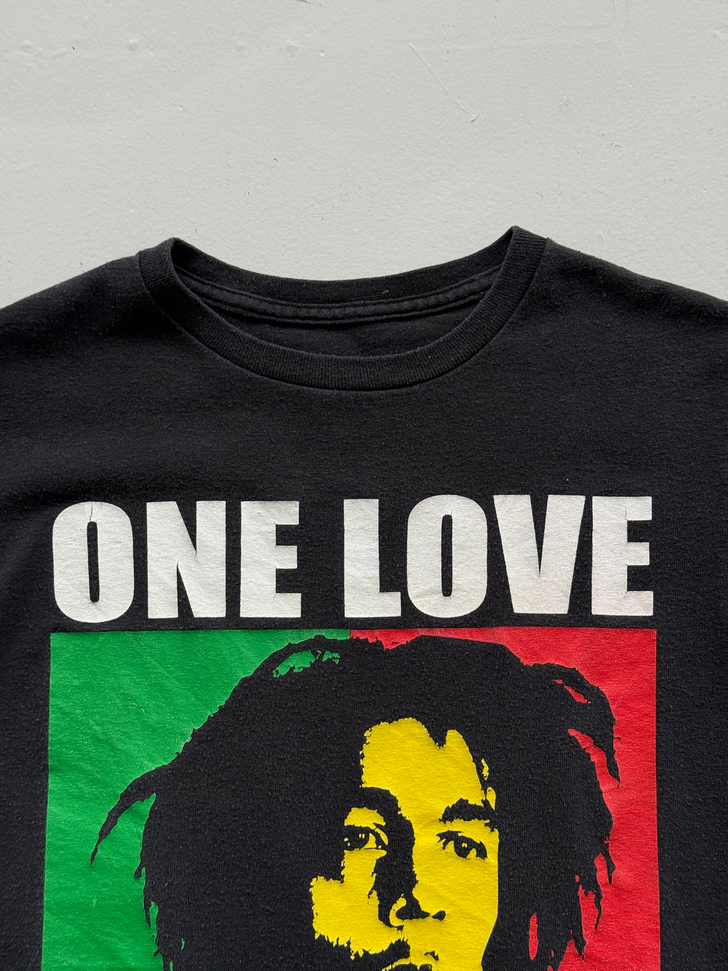 Black Bob Marley 00's Vintage Trashed Graphic Baby Tee T-Shirt - Small