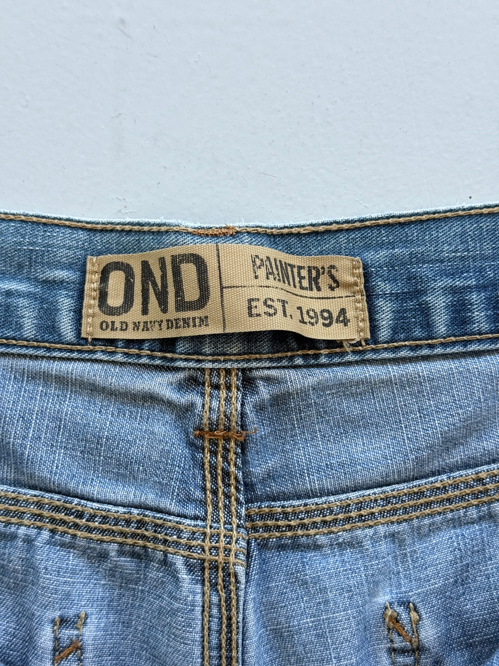 Light Blue Old Navy 00's Vintage Y2K Baggy Carpenter Denim Shorts - W34 x L12.5