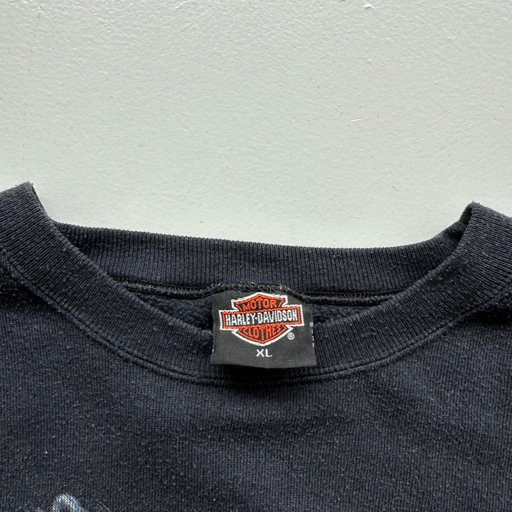 Black Harley Davidson 3D Emblem Rare 90’s Vintage Sweatshirt - Large