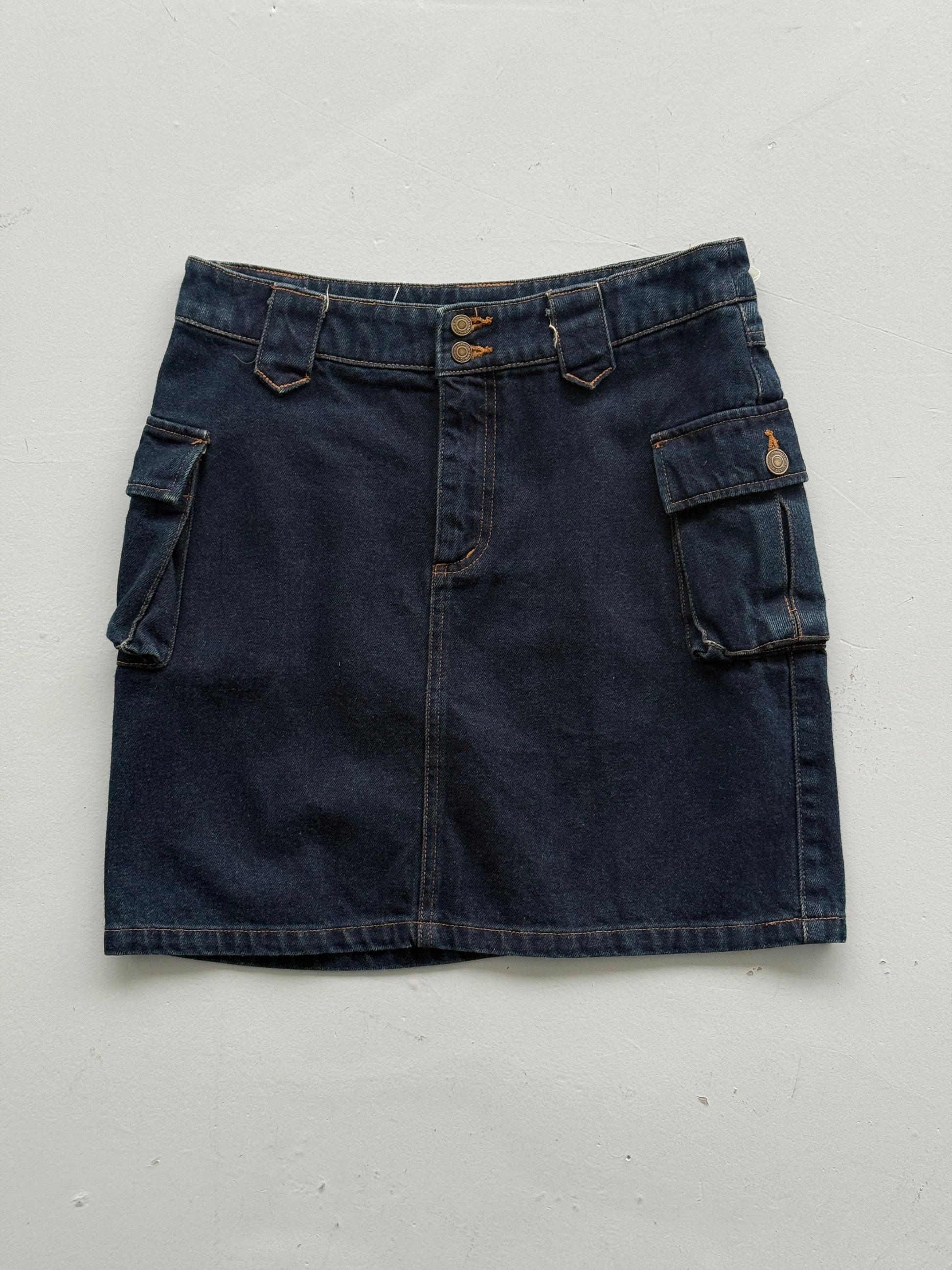 Dark Blue 00's Vintage Y2K Denim Mini Skirt - Size 8