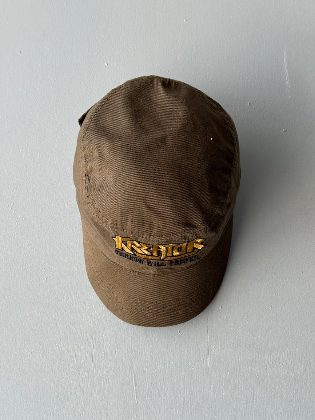 Brown Metal Band Kreator Y2K Cadet Cap Military Style 00's Grunge Aesthetic