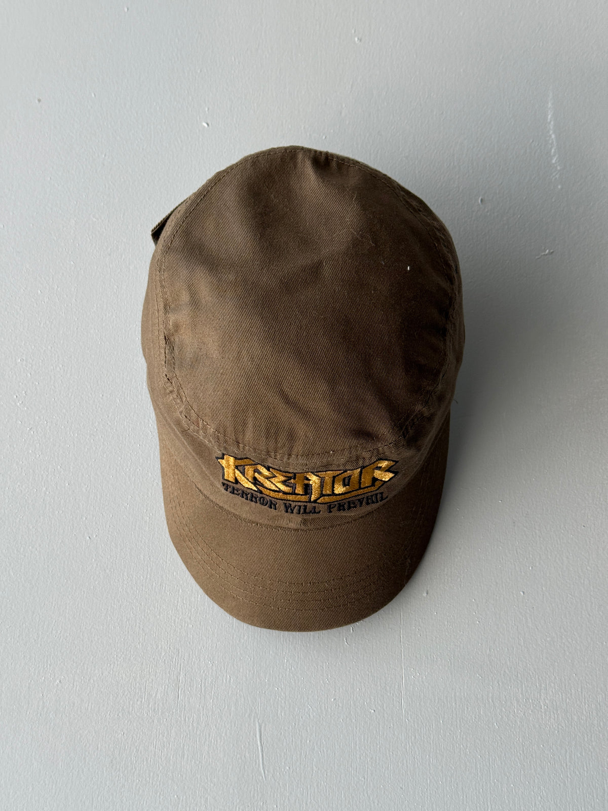 Brown Metal Band Kreator Y2K Cadet Cap Military Style 00's Grunge Aesthetic