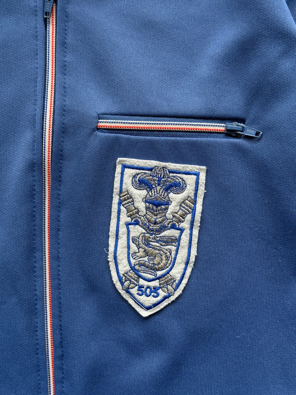 Navy Vintage 80's Athletic College Track Jacket Bomber- Small