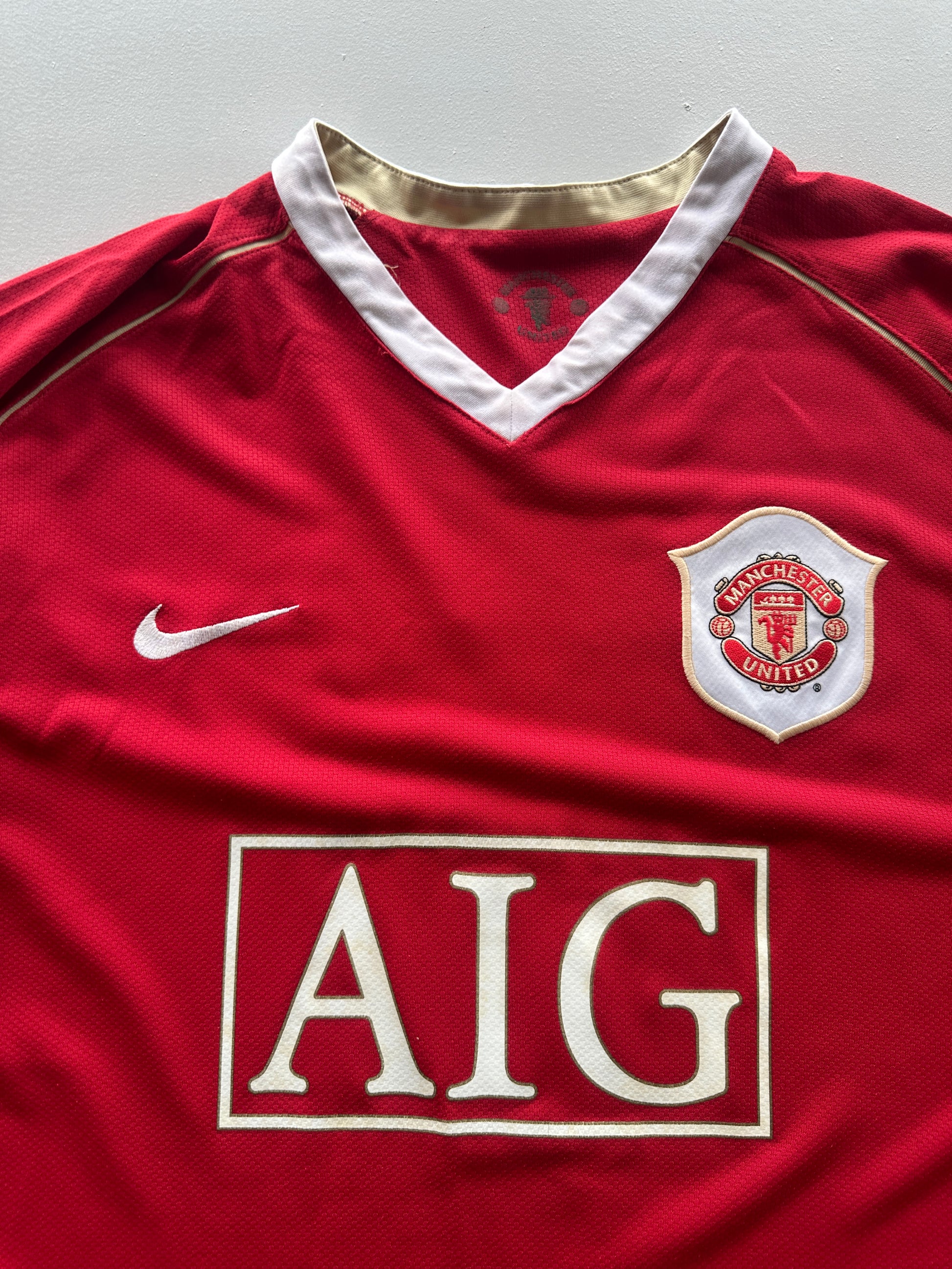 Nike Manchester United Ronaldo #7 AIG 00's Vintage Home Football Shirt - XL
