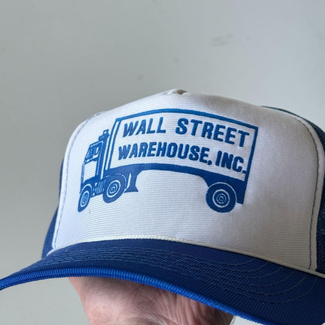 White / Blue Wall Street Warehouse Vintage Foam and Mesh SnapBack Trucker Cap