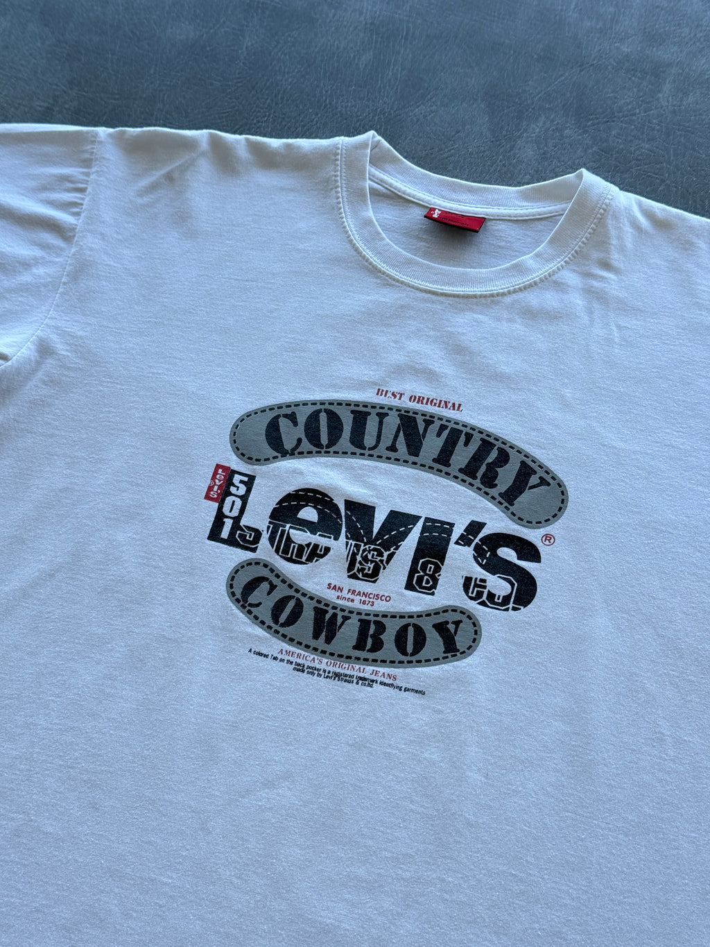 White Levi's Country Cowboy 90's Vintage Graphic T-Shirt - Large Boxy