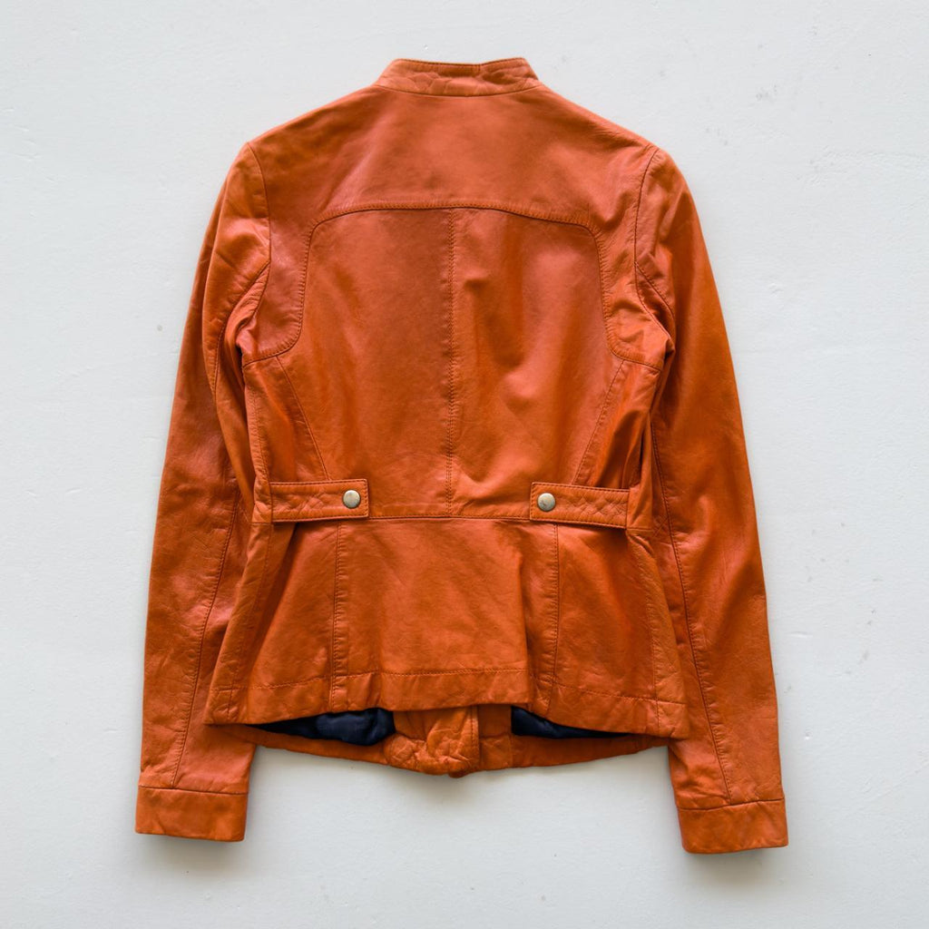 Orange Just Cavalli 00's Y2K Cropped Leather Jacket - XS