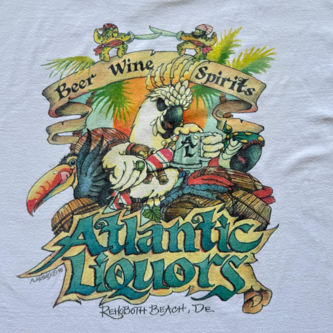 White Atlantic Liquor 90s Graphic Vintage T-shirt - Large