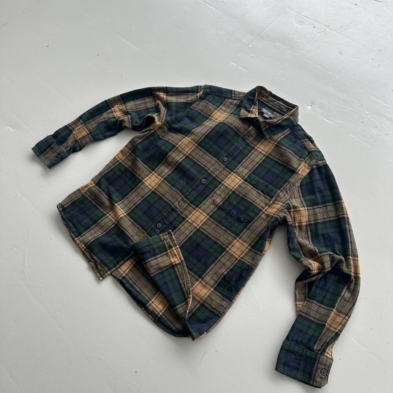 Green Navy Checkered Eddie Bauer 90s Vintage Long sleeve - Medium