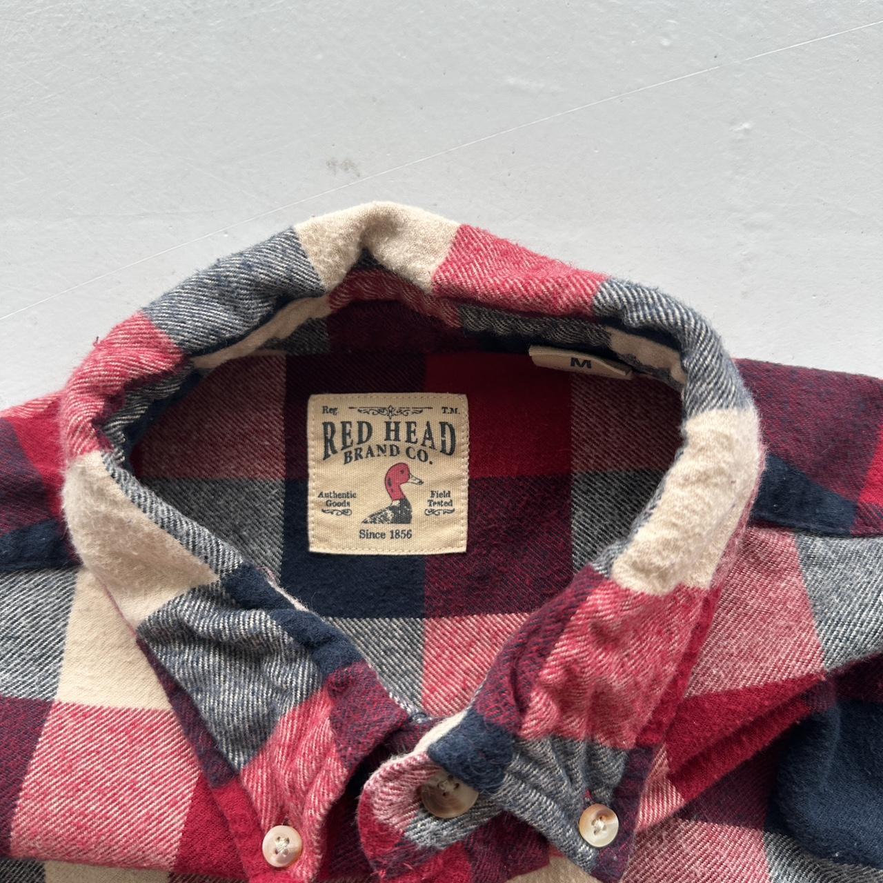 Red Navy Buffalo Checkered Red Head Co 90s Vintage Long sleeve - Medium