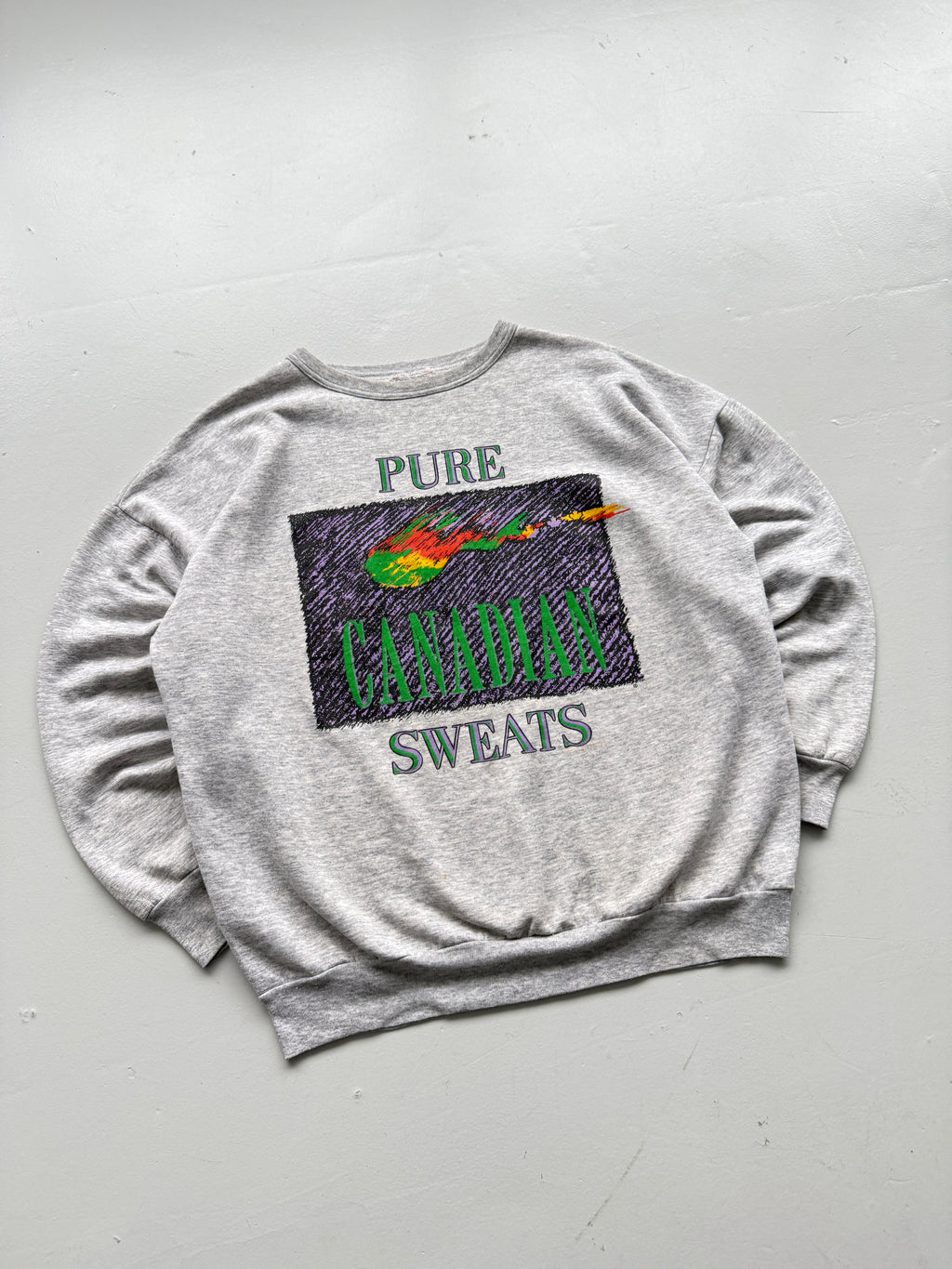 Pure Canadian Sweats 90's Vintage Graphic Sweatshirt - Medium