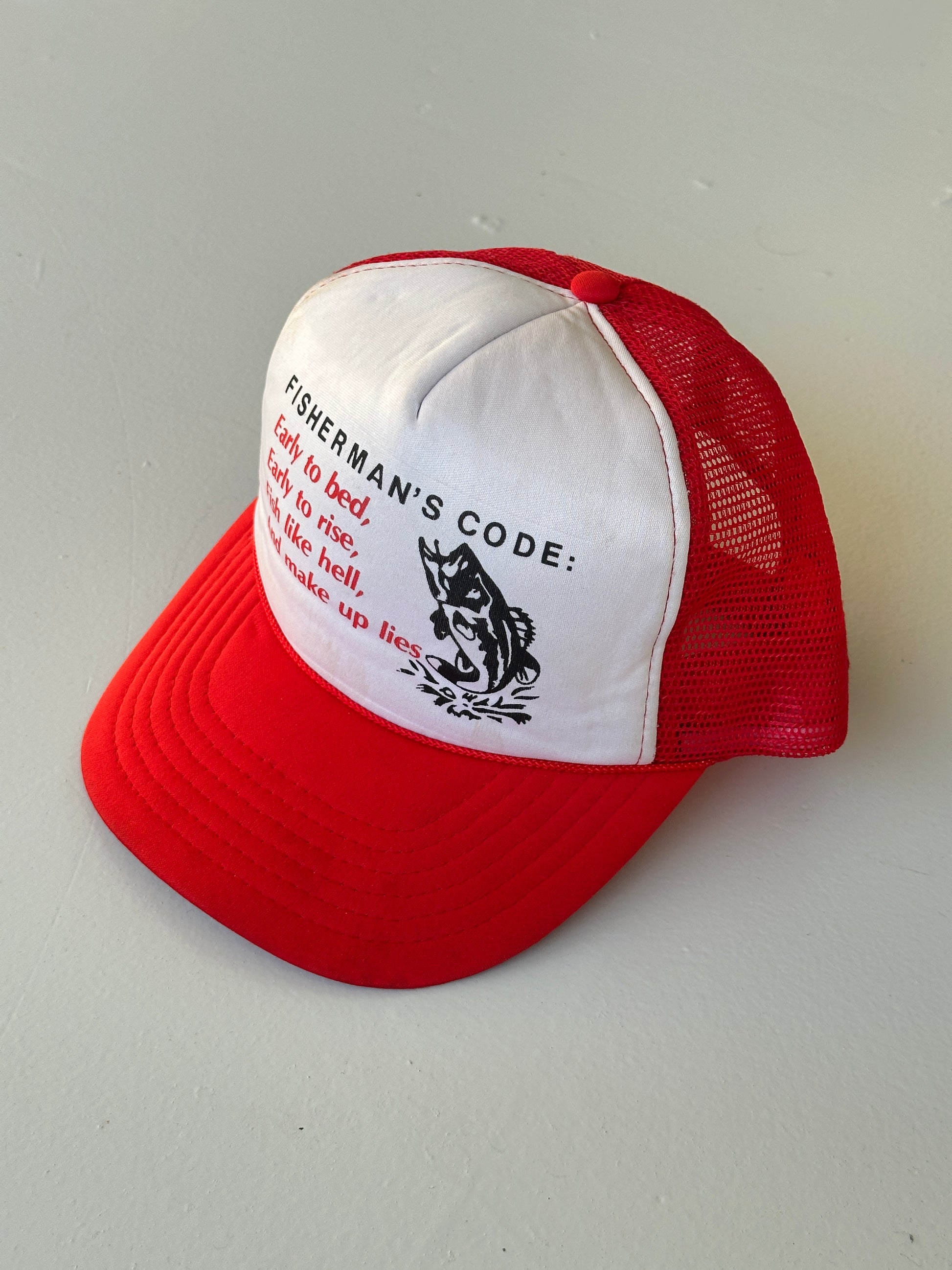 Fisherman's Code Slogan Vintage Foam & Mesh SnapBack Trucker Cap