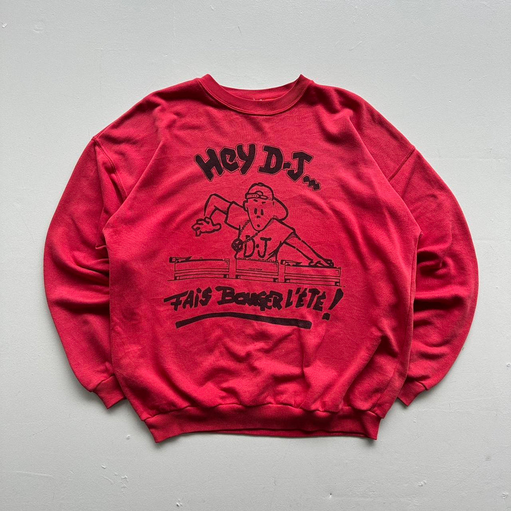 Burgundy Red French Cartoon DJ 90’s Vintage Graphic Sweatshirt - Large