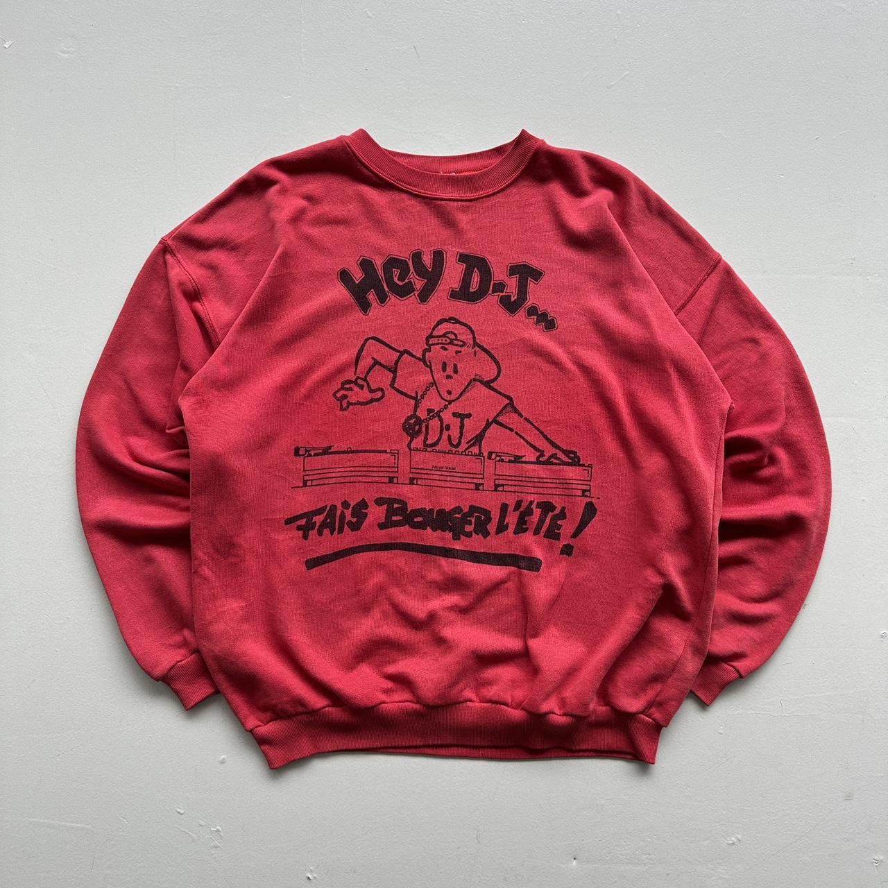 Burgundy Red French Cartoon DJ 90’s Vintage Graphic Sweatshirt - Large