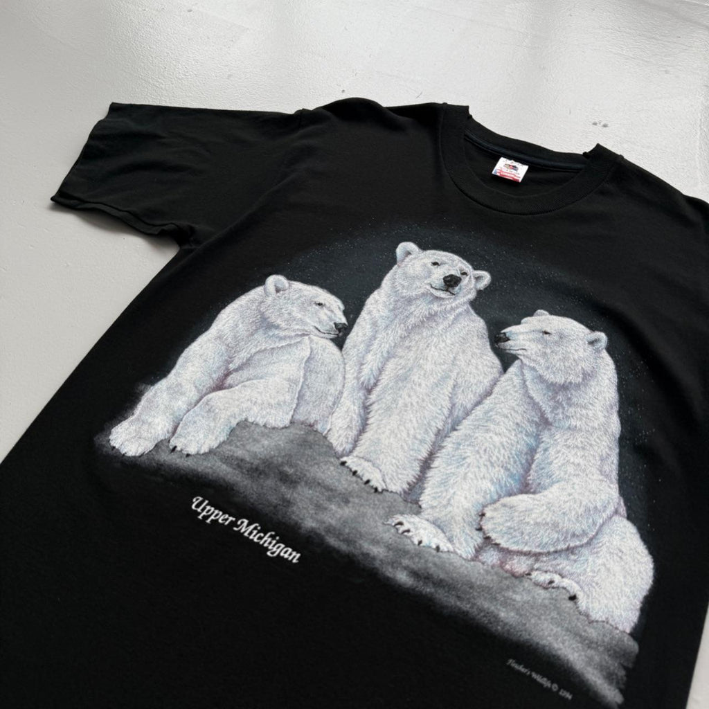 Black Polar Bear 90s Vintage Upper Michigan T-shirt - Large