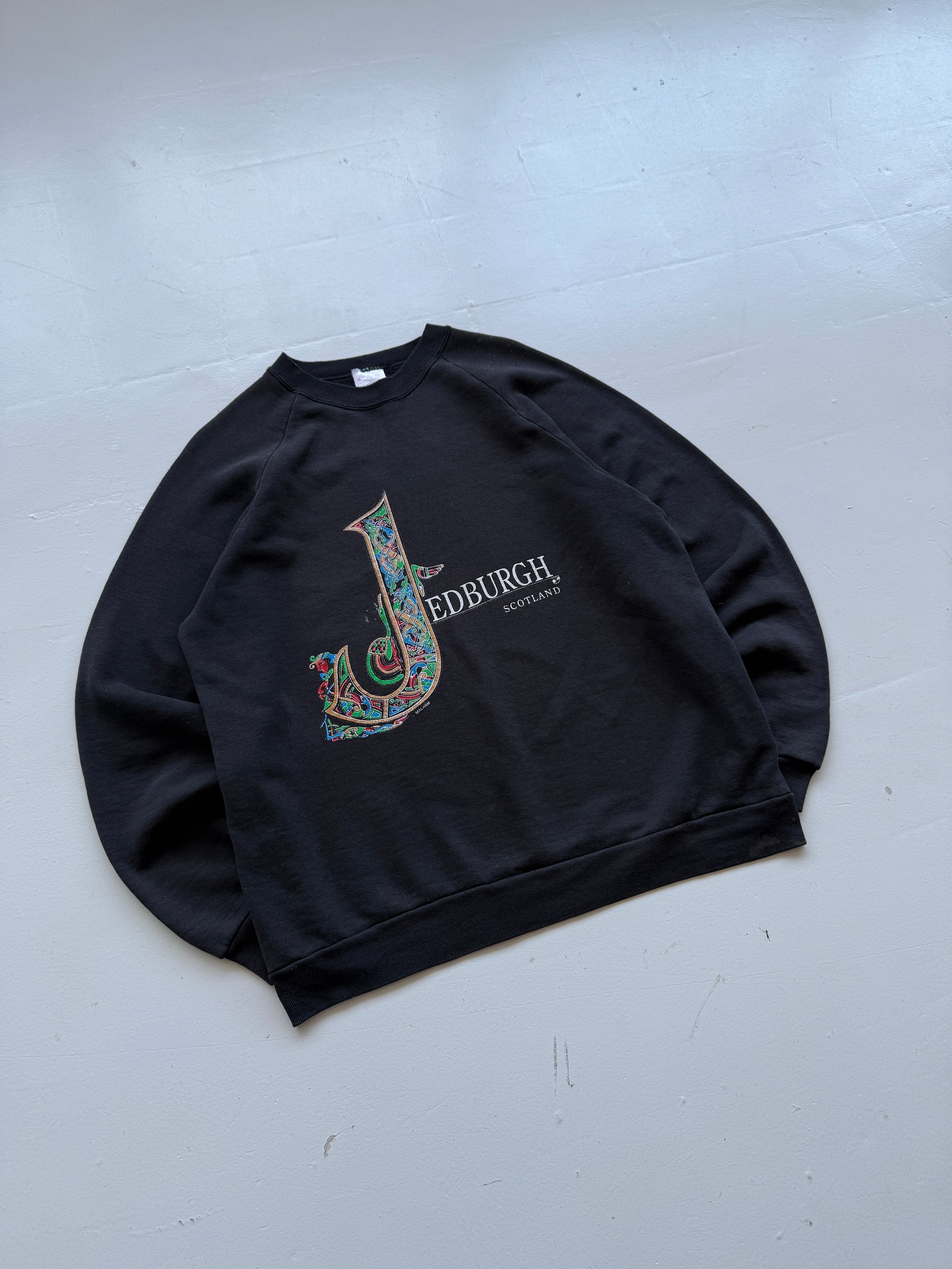 Black Scotland 00's Vintage Graphic Tourist Sweatshirt Jumper - Large