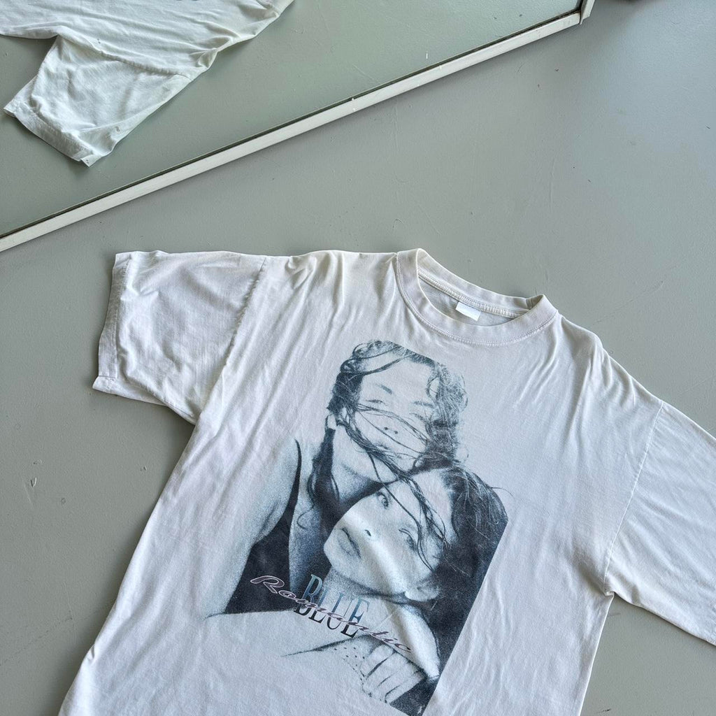 White Blue Romantic 00's Vintage T-shirt - Large