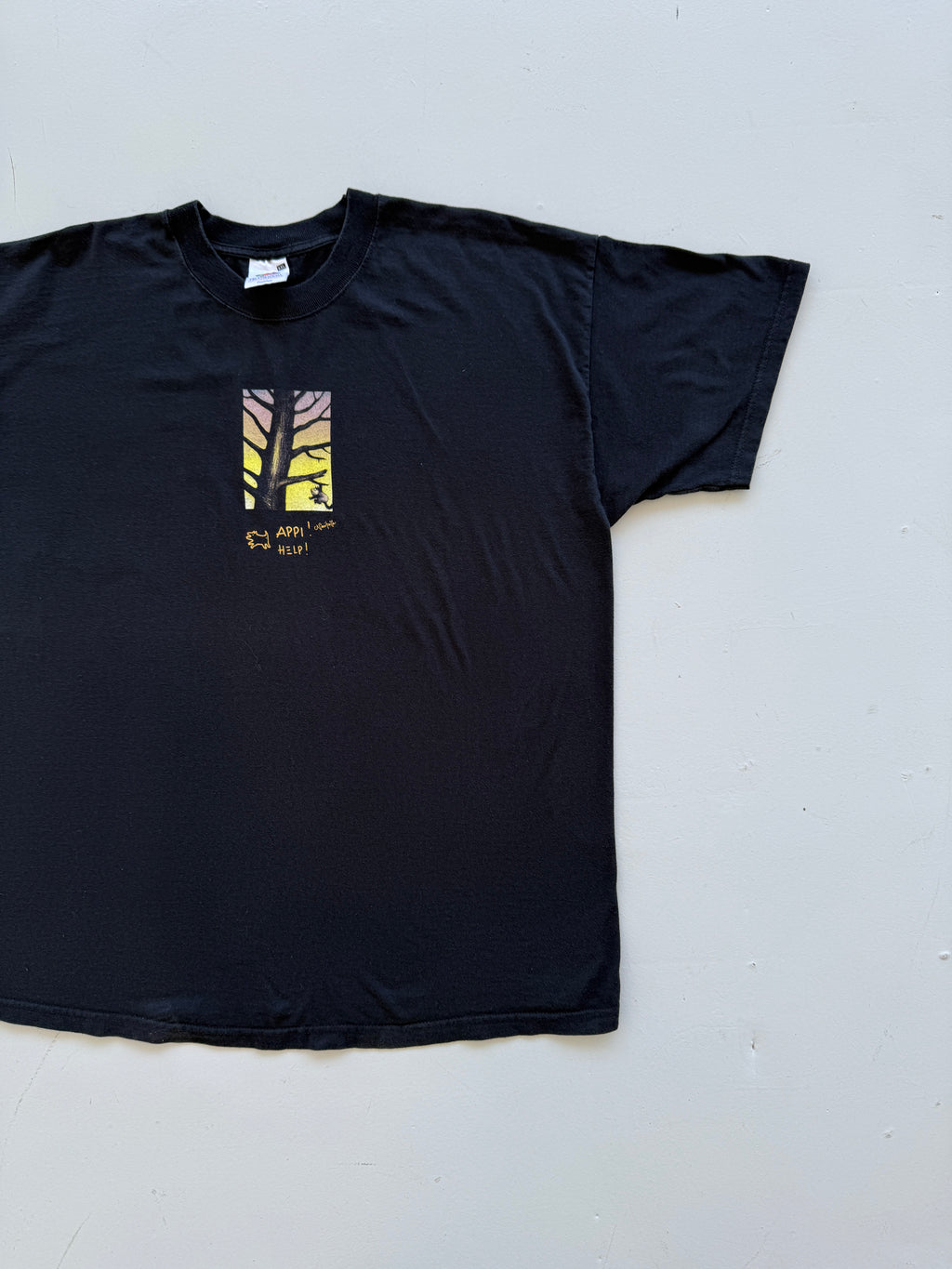 Black Appi 00's Vintage Illustration Graphic T-Shirt - XL
