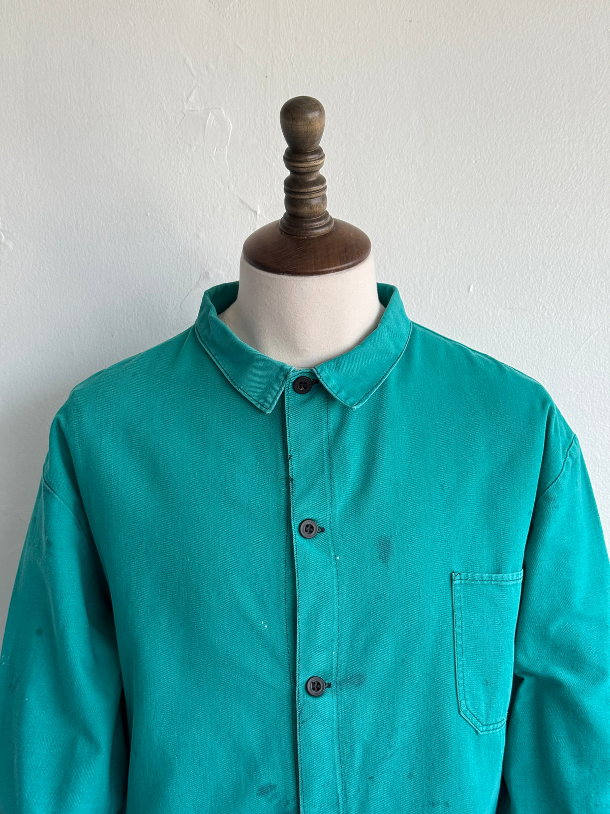 Turquoise French 1970's Vintage Workwear Chore Jacket CH485 - Medium