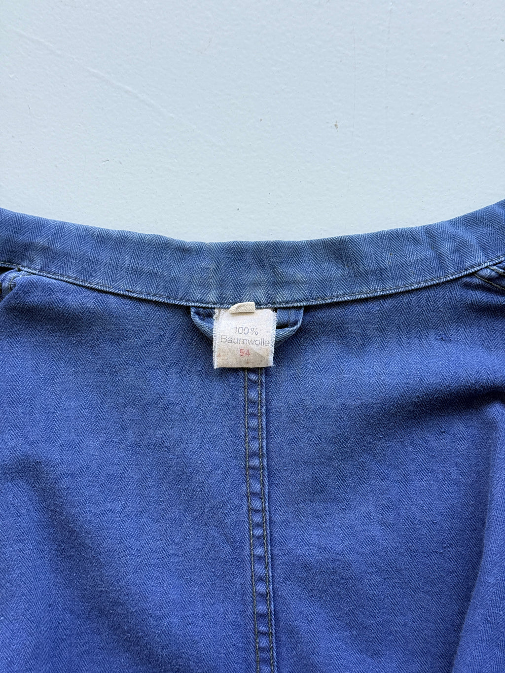 Blue Herringbone Cotton Vintage Workwear Chore Jacket CH499 - Large