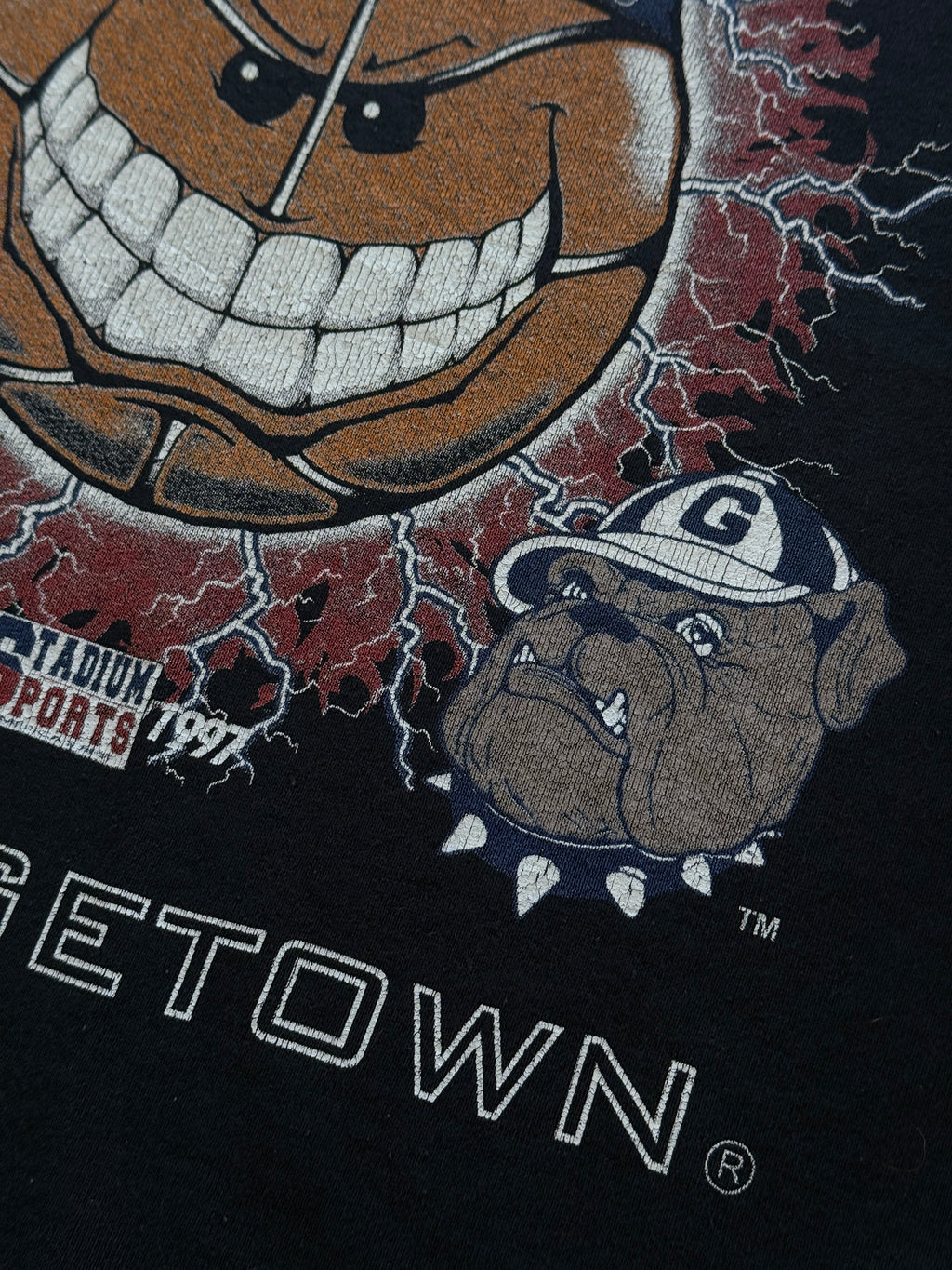 Black Rare Georgetown Hoyas 90's Vintage Collage Basketball Sweatshirt - Large