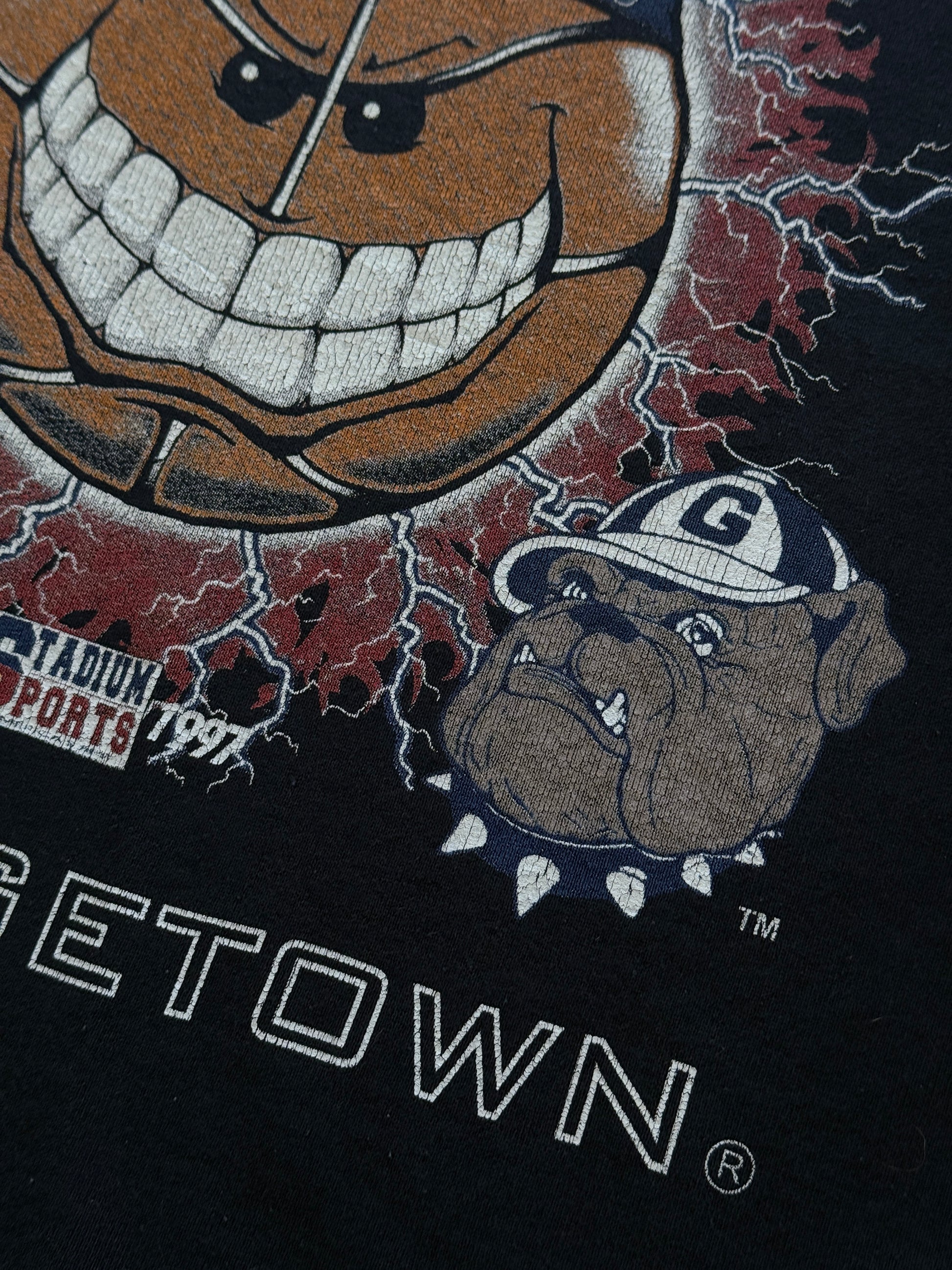 Black Rare Georgetown Hoyas 90's Vintage Collage Basketball Sweatshirt - Large