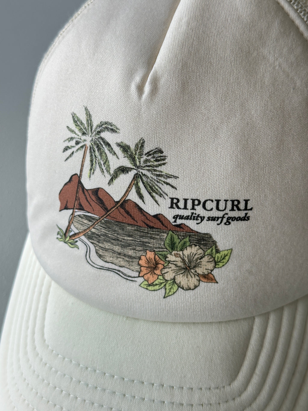 Cream Rip Curl Quality Surf Goods Vintage SnapBack Trucker Cap