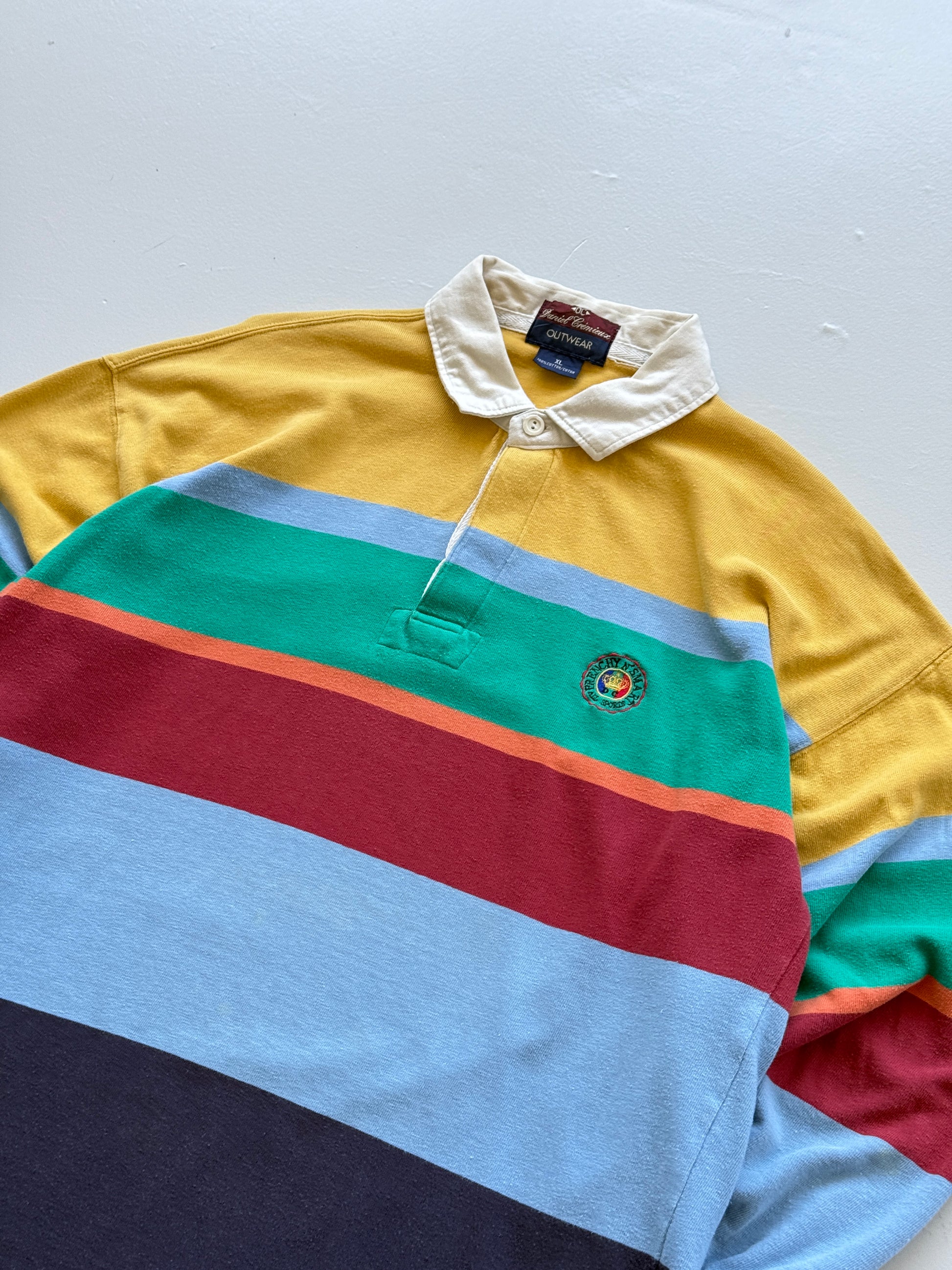 Daniel Cremieux Multistripe 90's Vintage Long Sleeve Rugby Polo - Large