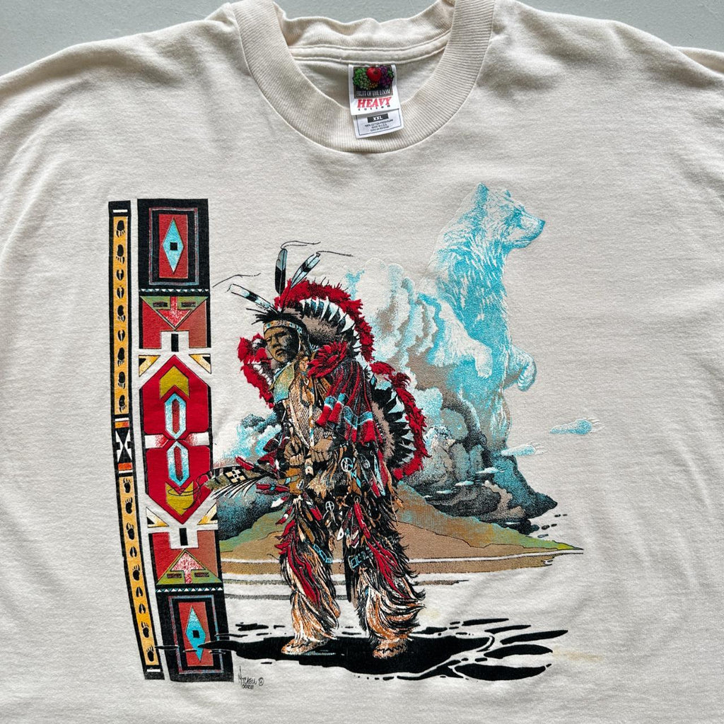 Tan Native Ameircan Vintage 90's Graphic T-shirt - XL Long