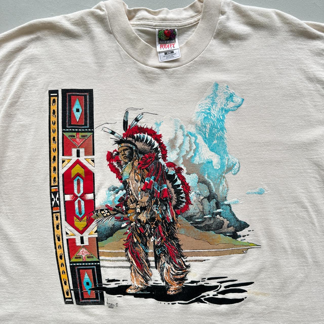 Tan Native Ameircan Vintage 90's Graphic T-shirt - XL Long