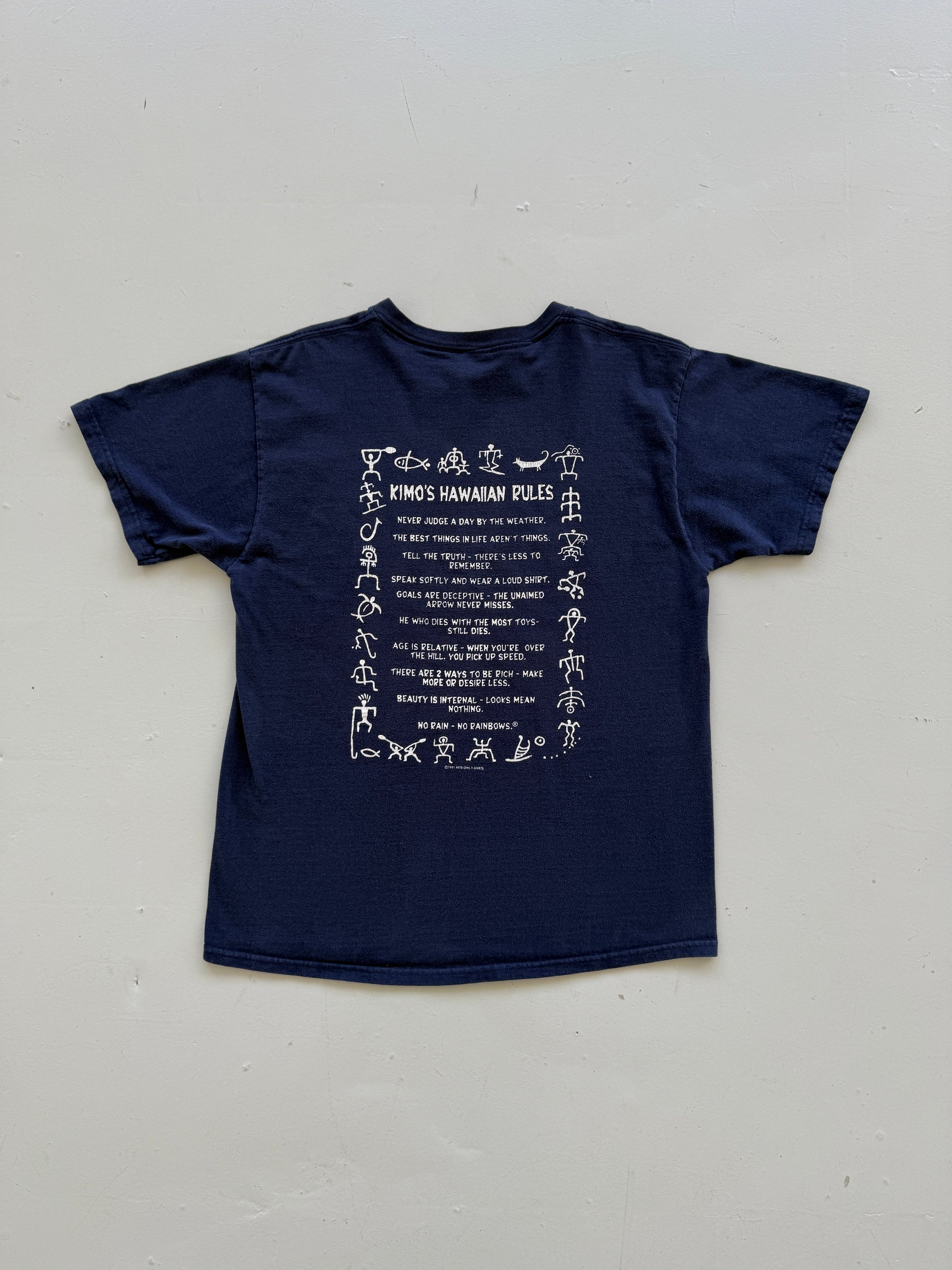 Navy Blue Hawaii 00's Vintage Tourist Graphic T-Shirt - Large