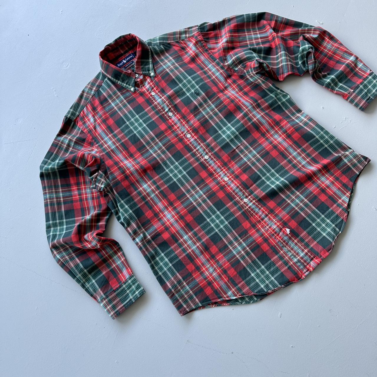 Ralph Lauren Polo Checkered Red/Green 90s Vintage Shirt - XL