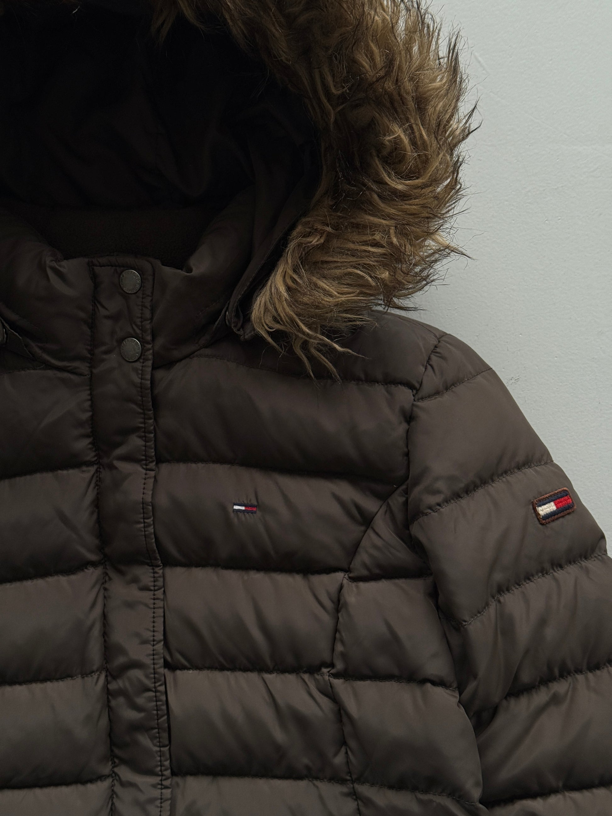 Brown Tommy Hilfiger 00's Vintage Y2K Insulated Puffer Jacket - Small