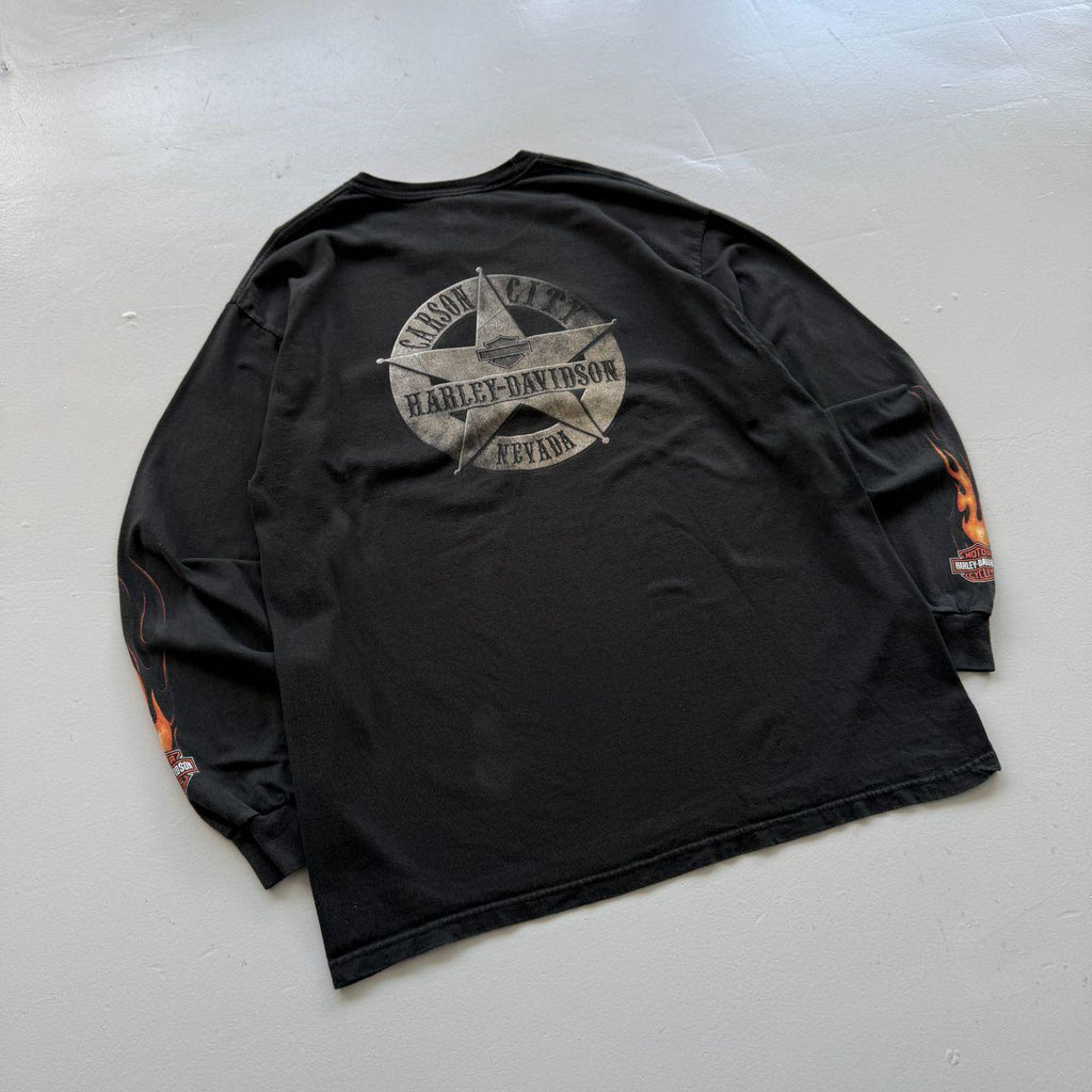 Black Harley Davidson 90s Vintage Graphic Long Sleeve T-Shirt - XL