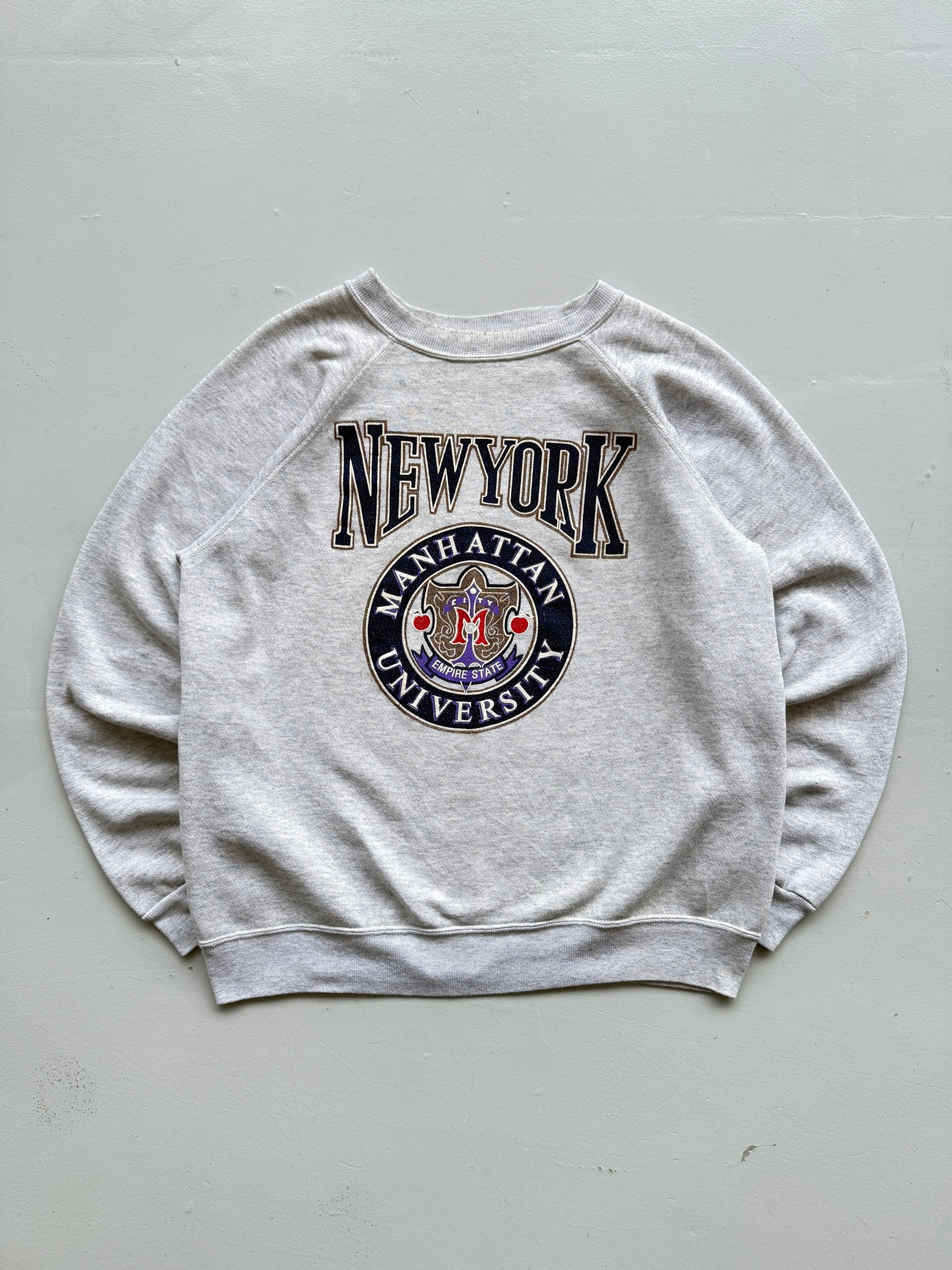 Grey New York 90's Vintage Graphic Tourist Sweatshirt Jumper - Small