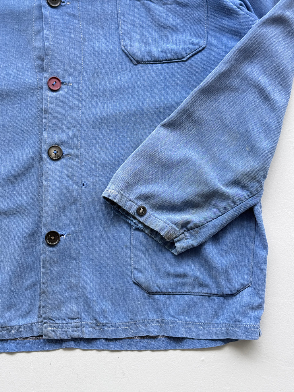 Faded Blue French Chore Jacket 80's Vintage Workwear CH221 - Small Womens