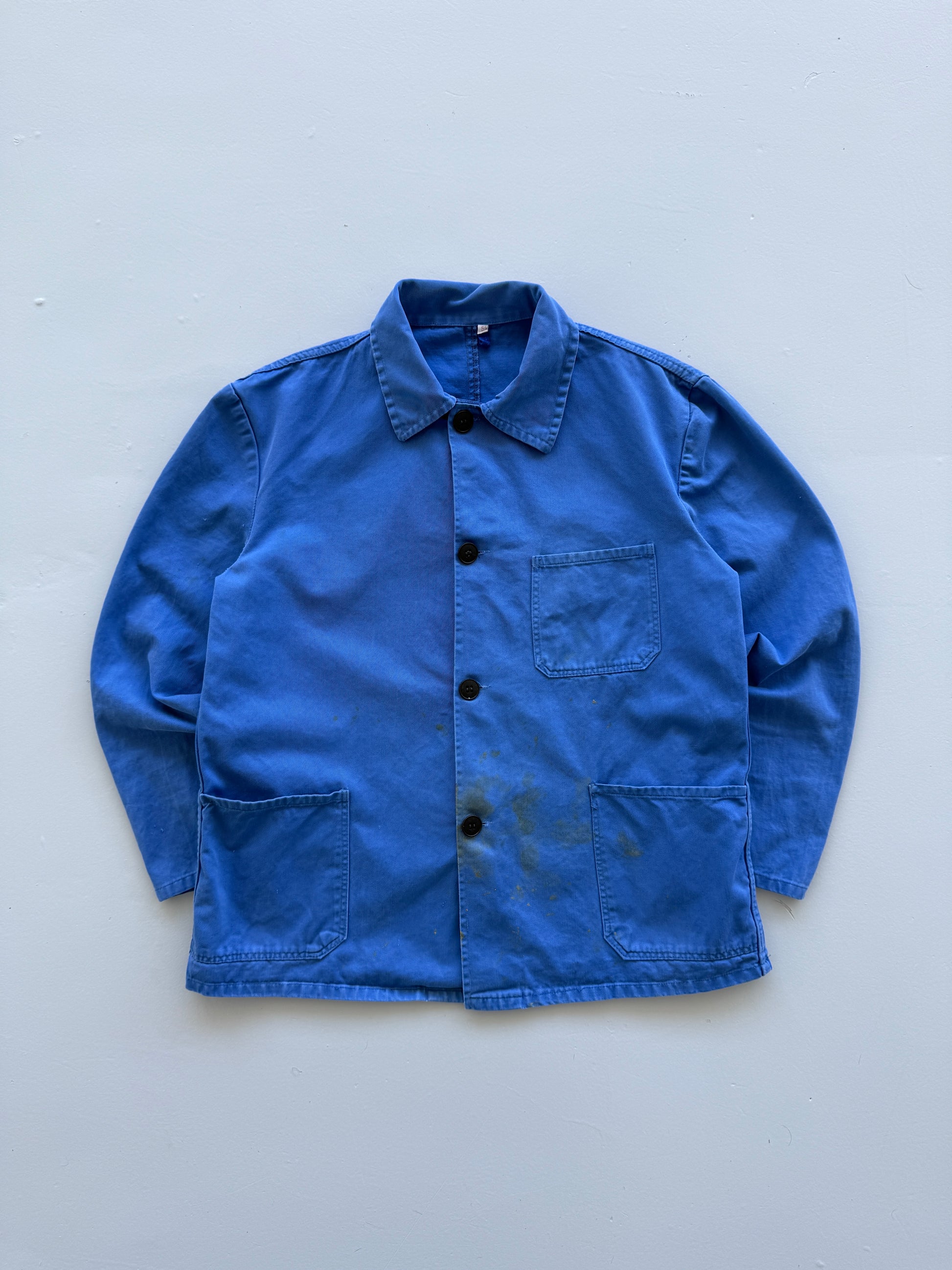 Blue Chore Jacket 90's Vintage French Workwear CH123 - Medium
