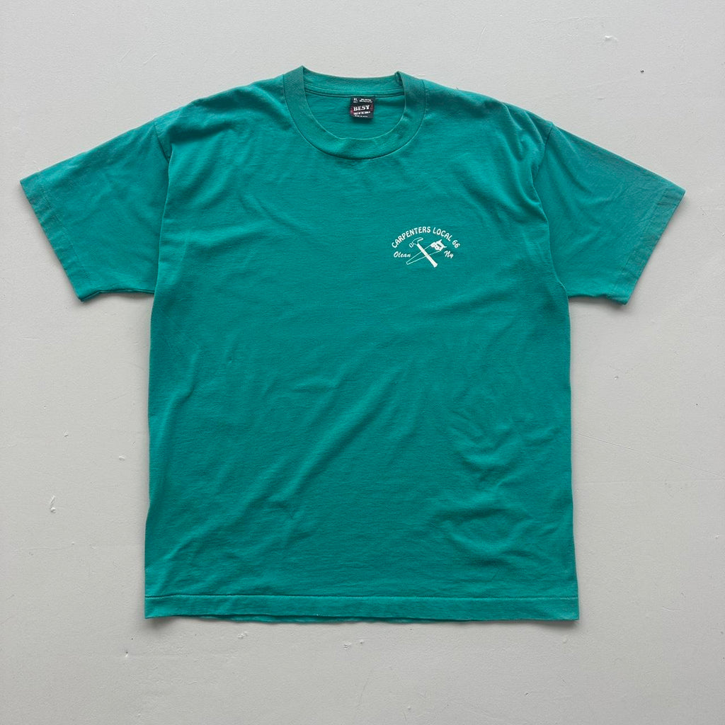 Teal Blue Carpenters Local 90s Vintage T-shirt - XL