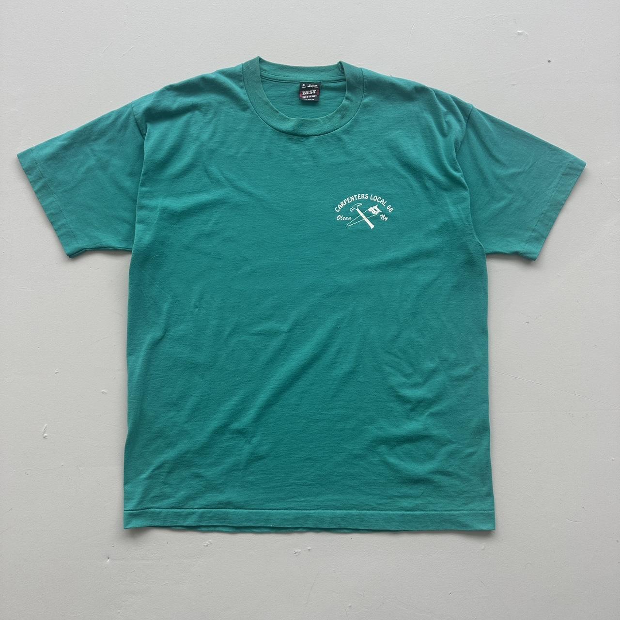 Teal Blue Carpenters Local 90s Vintage T-shirt - XL