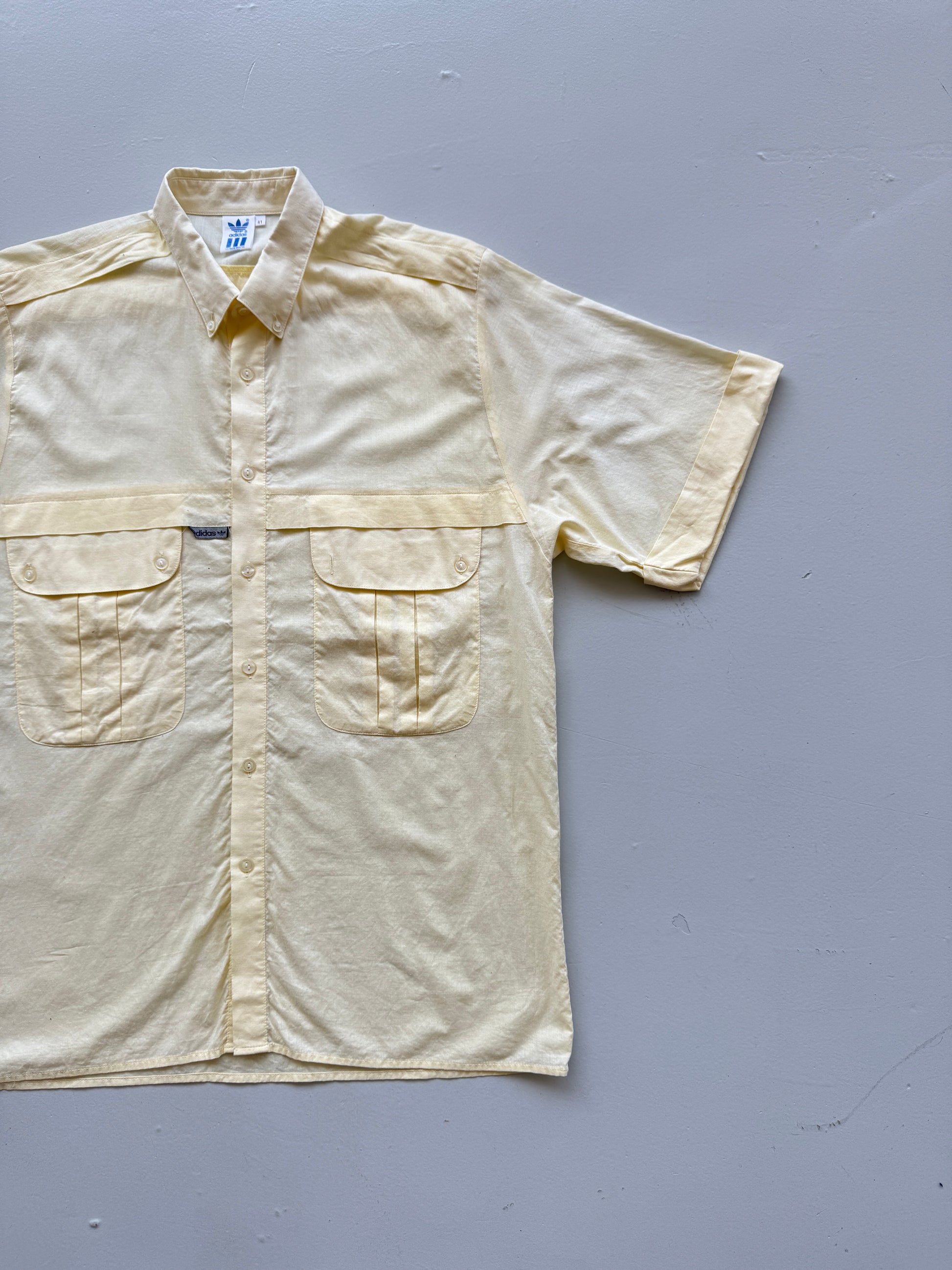 Adidas Trefoil Short Sleeve 80's Vintage Button-Up Shirt - Large