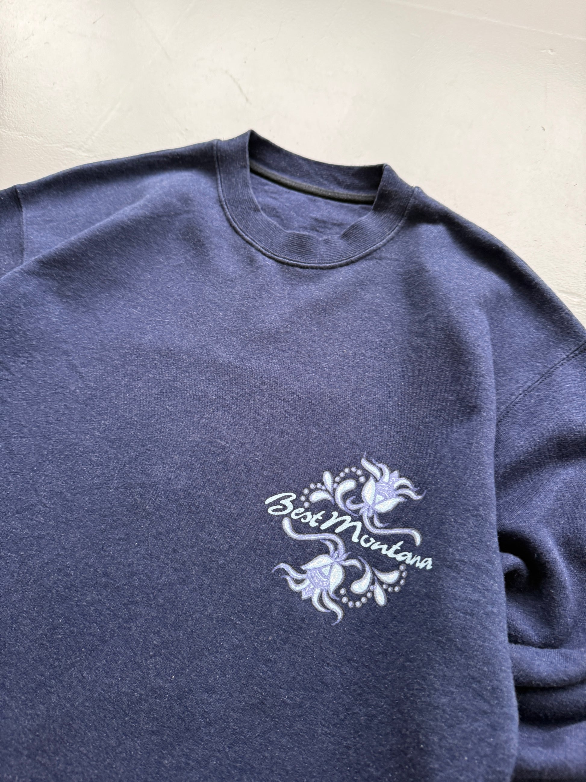 Navy Blue Boot Montana 90's Vintage Graphic Surfer Sweatshirt Jumper - Small