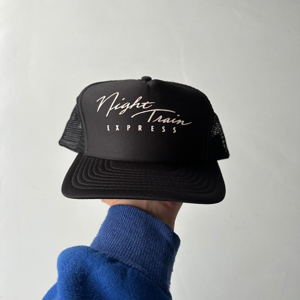 Black Night Train Express Vintage Foam and Mesh SnapBack Trucker Cap