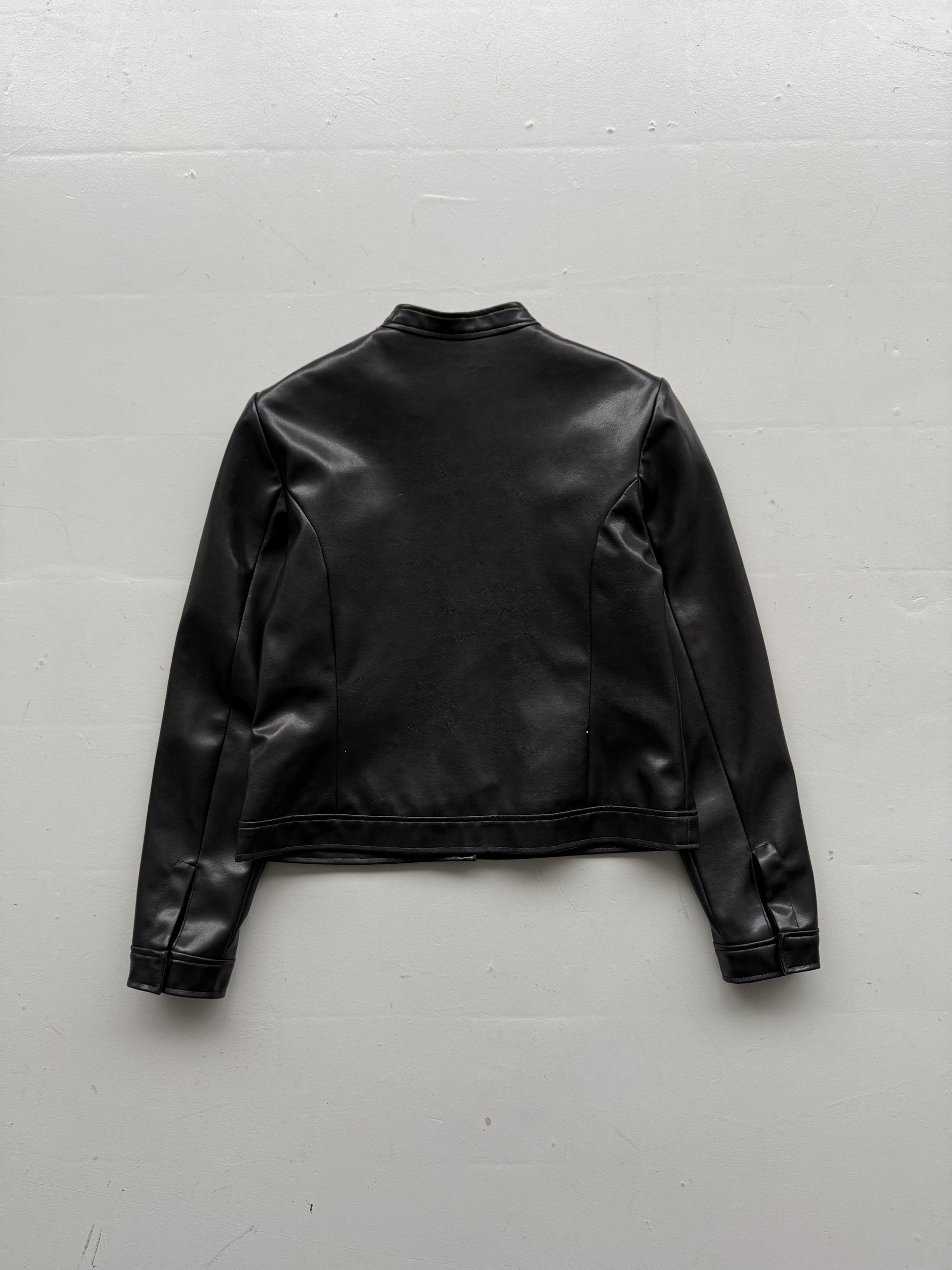 Black New Look 00's Vintage Leather Effect Jacket - UK 12