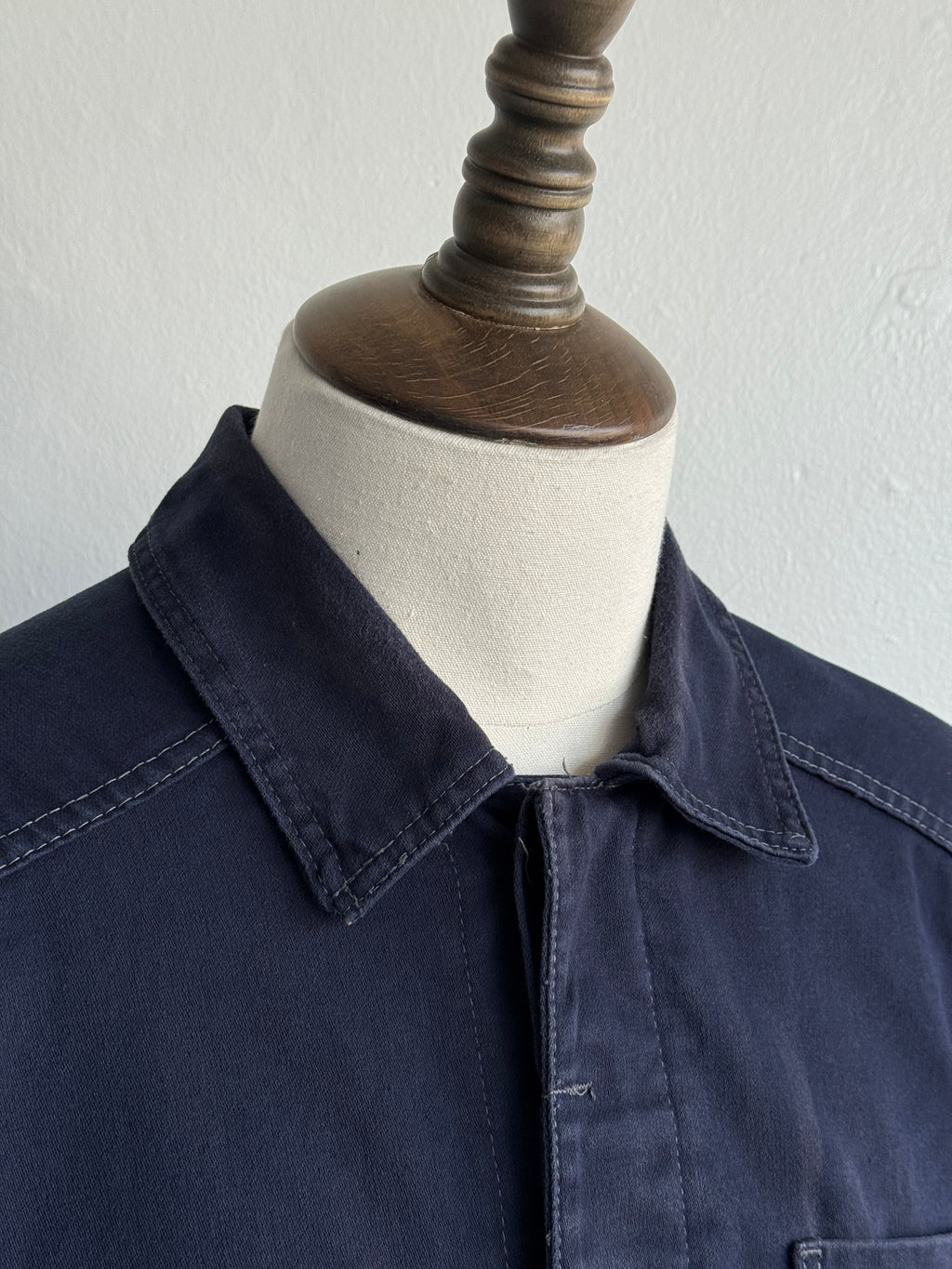 Black / Dark Navy Moleskin Cotton 90's Vintage Workwear Chore Jacket CH471 - XL
